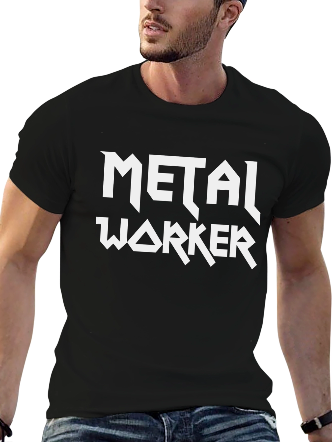Metal Worker Graphic T-Shirt - Black Crew Neck