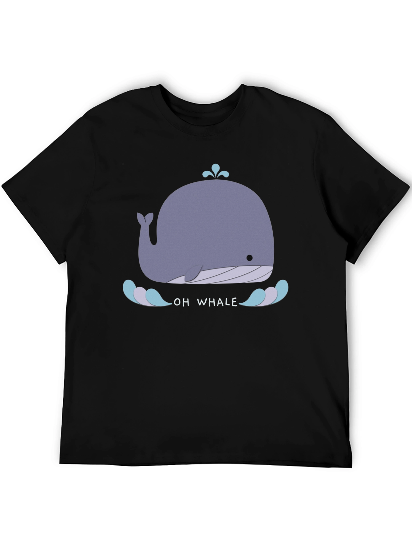Cute Whale Graphic Tee - Black Cotton T-Shirt