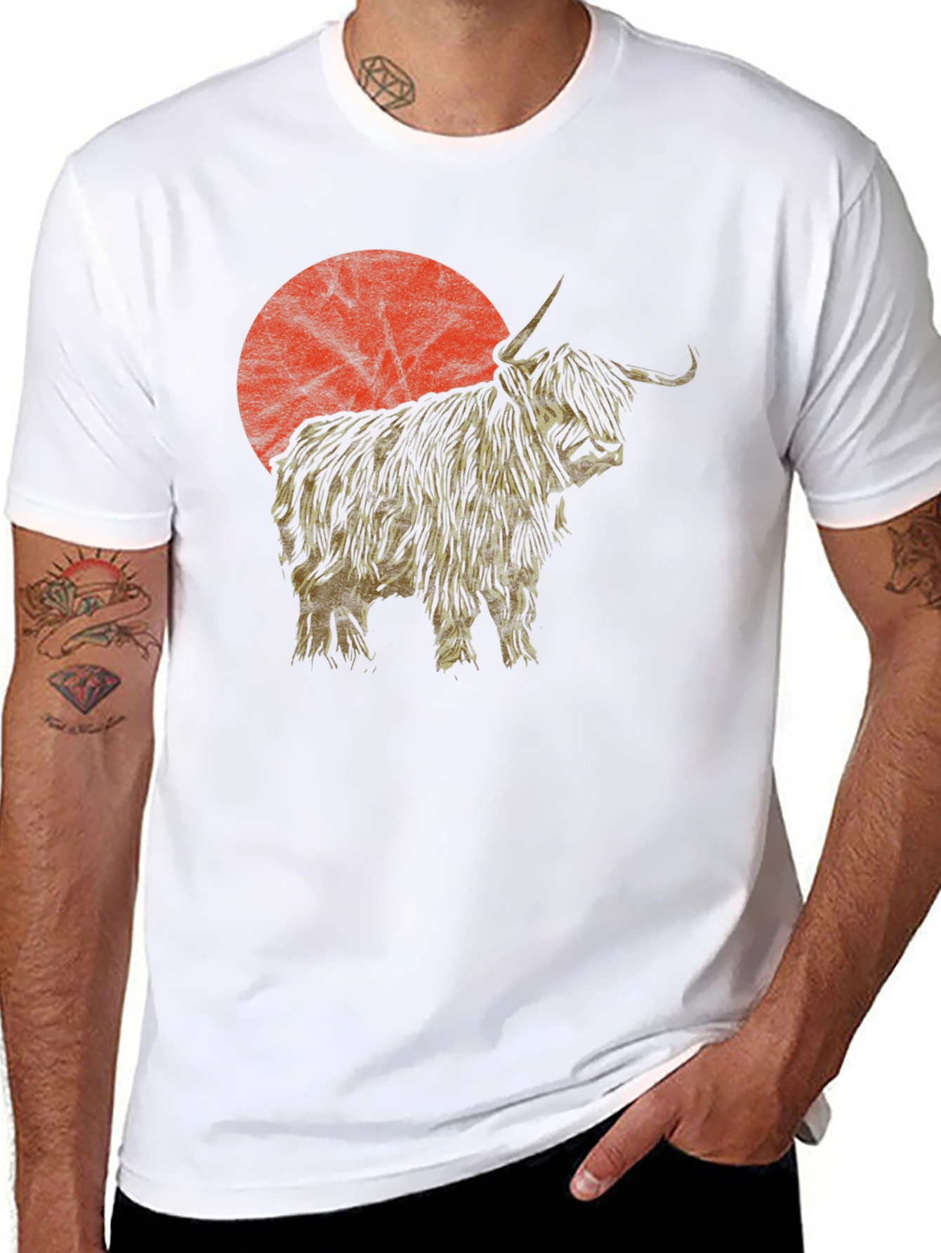 Highland Cow Sunset Graphic Tee