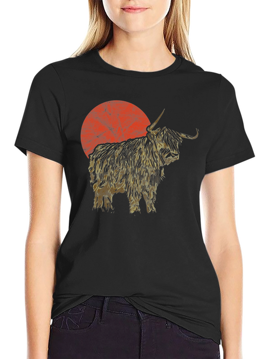 Highland Cow Sunset Graphic Tee