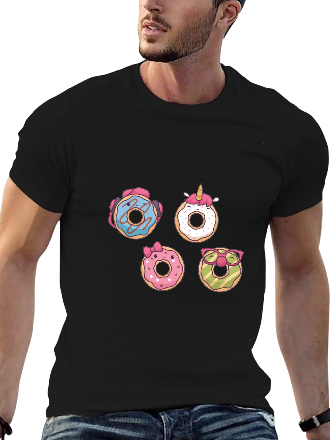 Fun Donut Graphic Tee - Black Casual T-Shirt