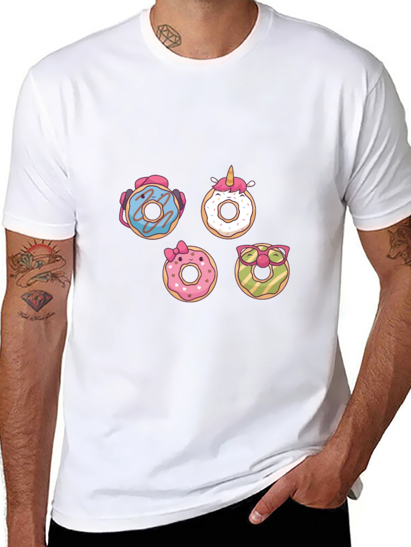 Fun Donut Graphic Tee - Black Casual T-Shirt