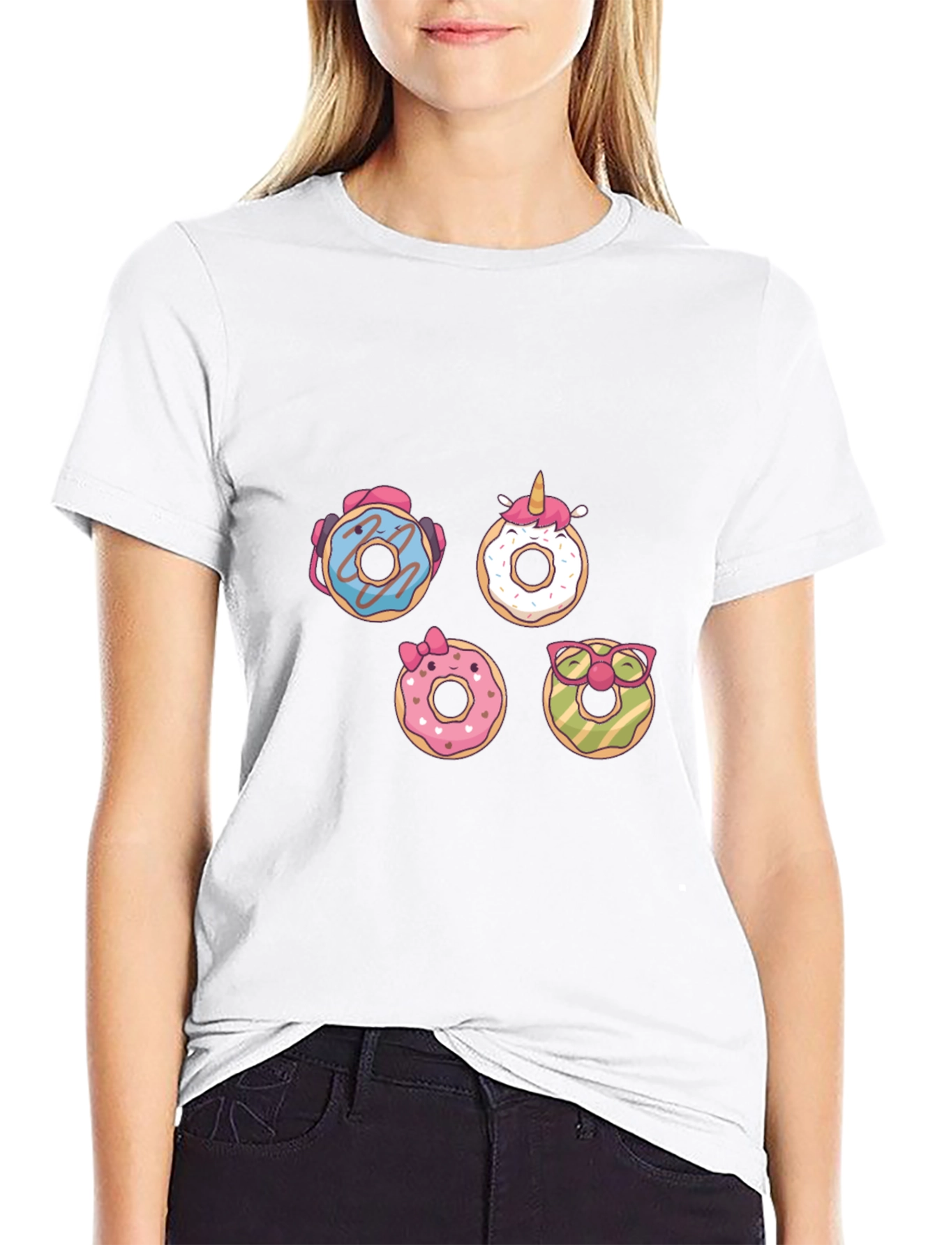 Fun Donut Graphic Tee - Black Casual T-Shirt