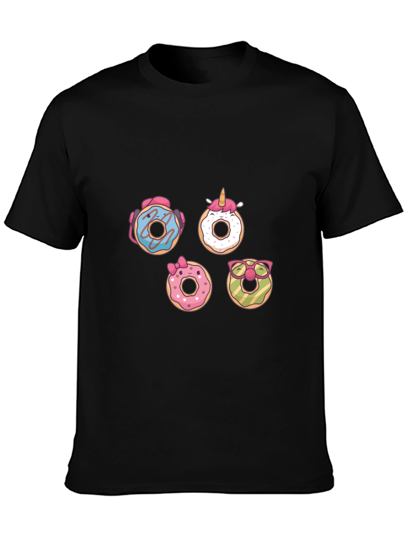 Fun Donut Graphic Tee - Black Casual T-Shirt