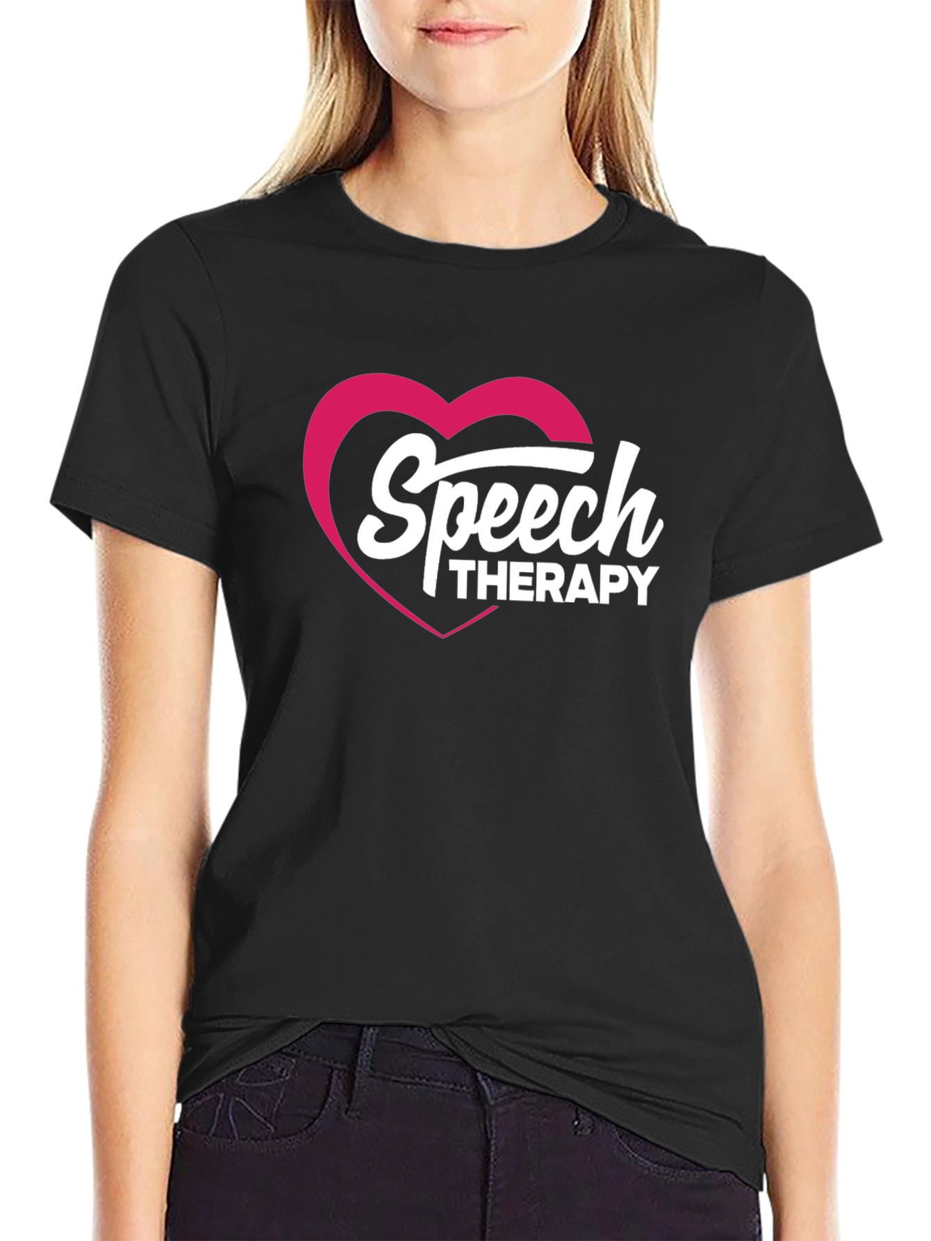 Speech Therapy Heart Graphic Tee - Black