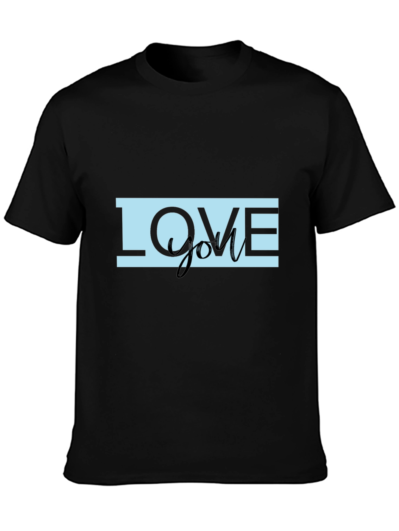 Love You Graphic Print Black T-Shirt