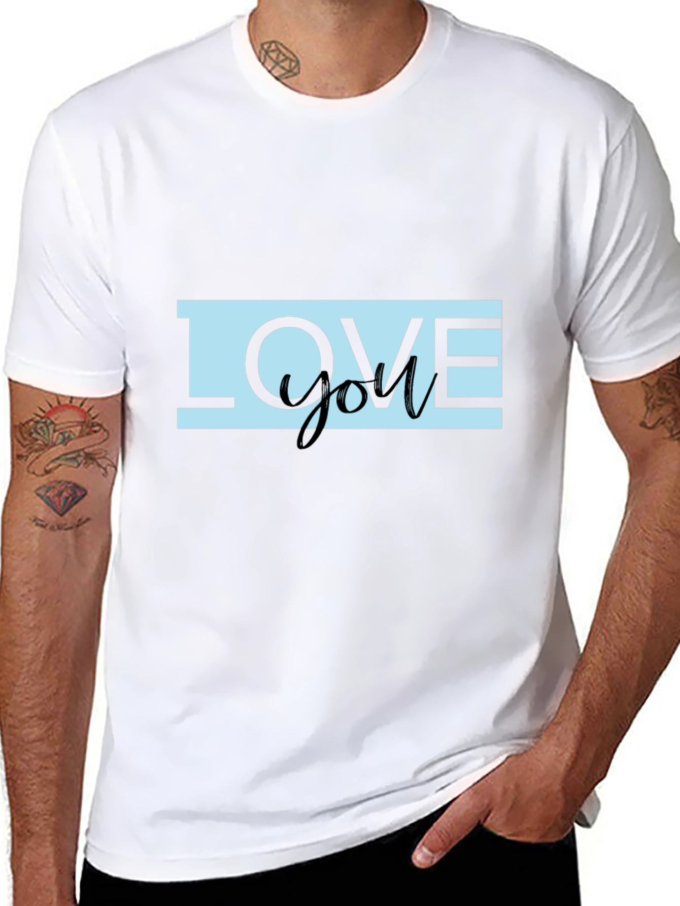 Love You Graphic Print Black T-Shirt