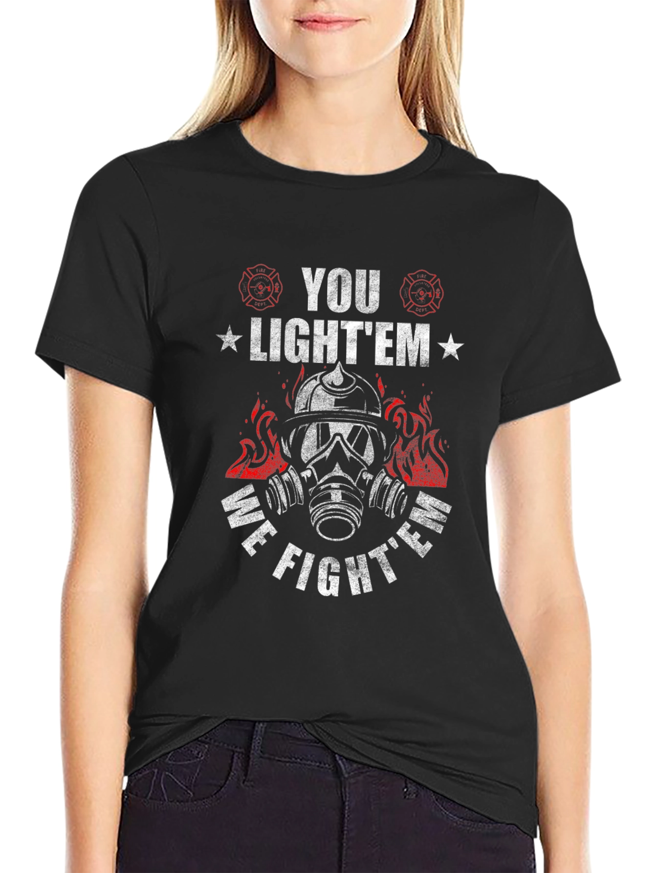 Firefighter Graphic T-Shirt - You Lightem We Fightem