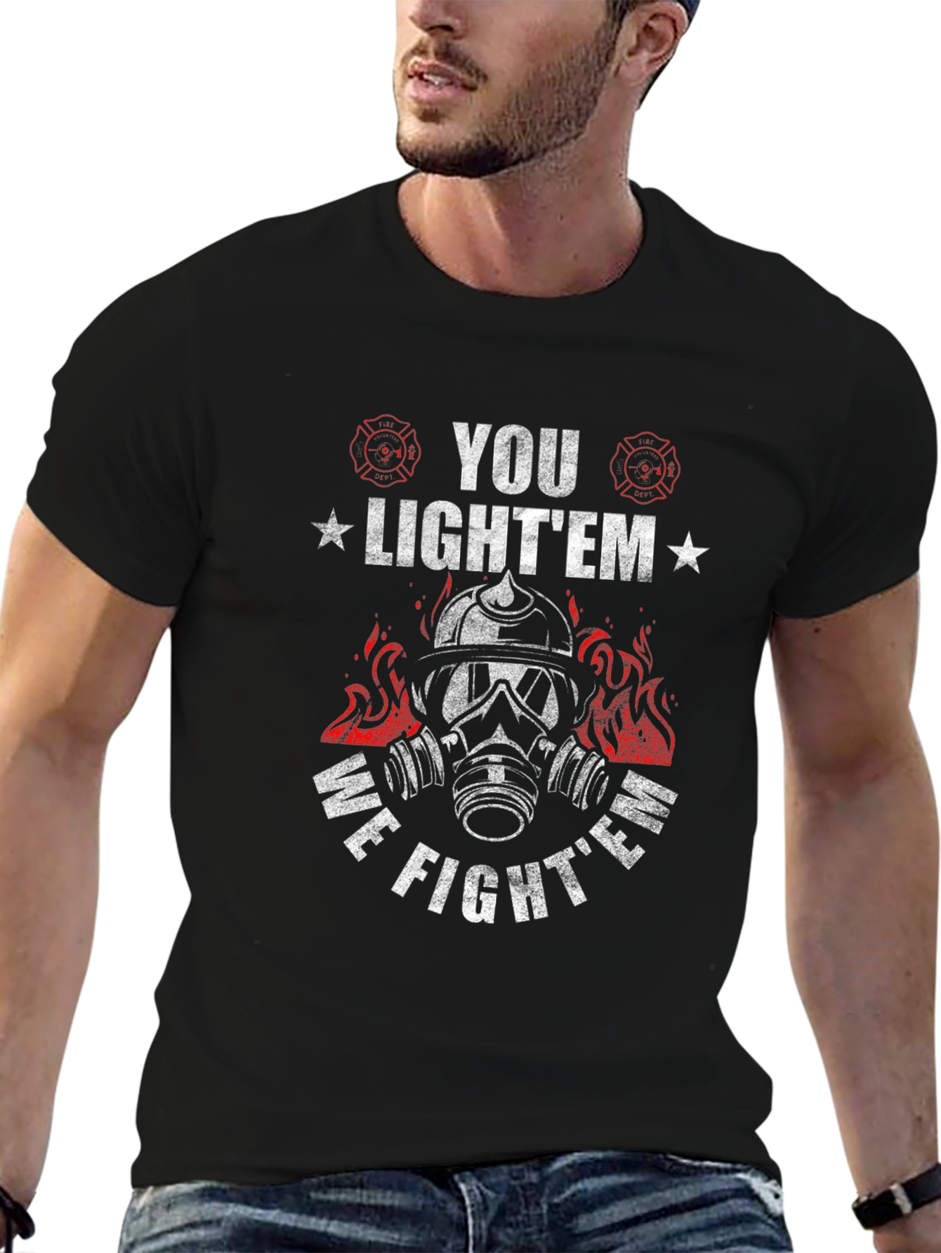 Firefighter Graphic T-Shirt - You Lightem We Fightem