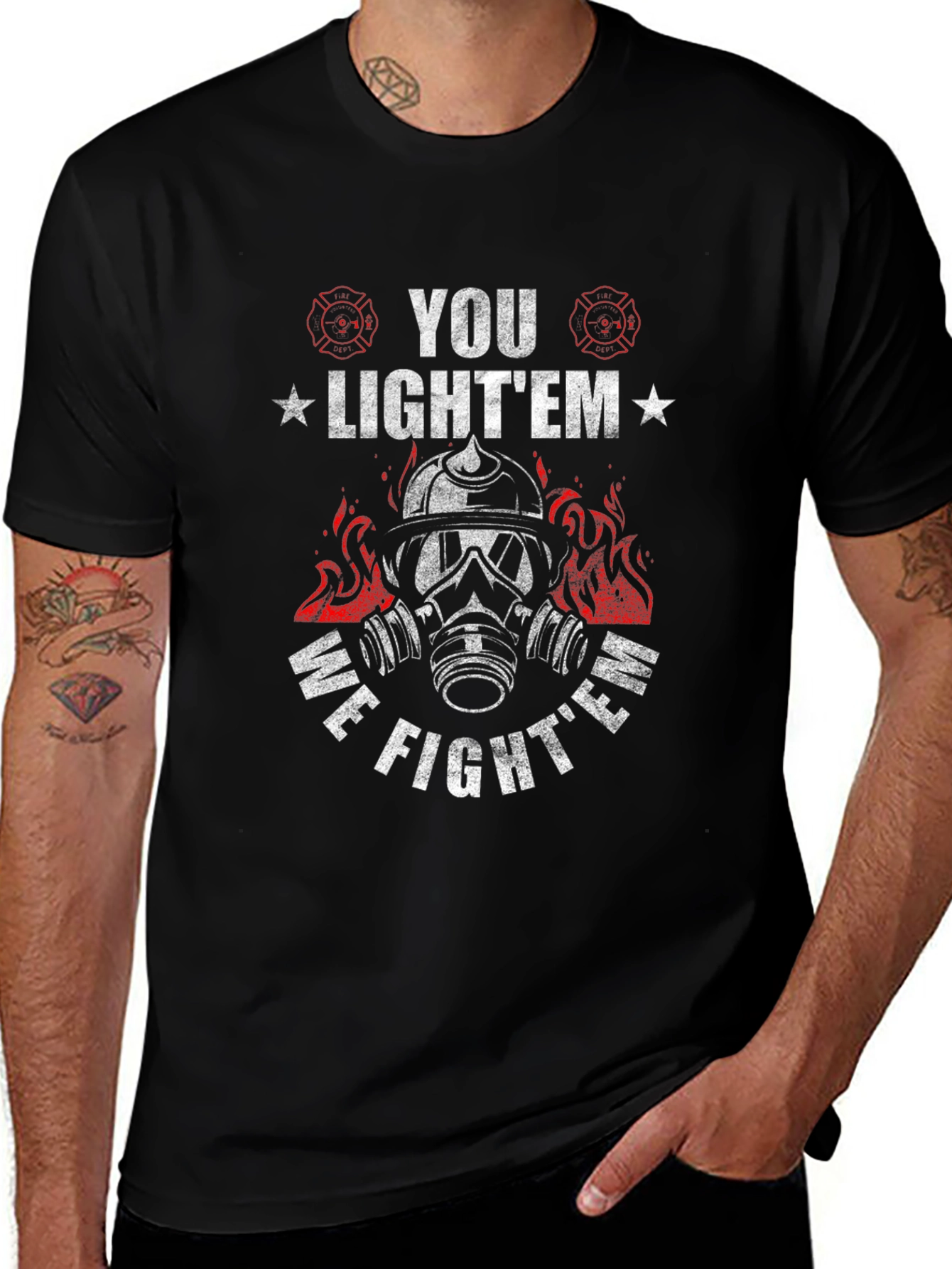 Firefighter Graphic T-Shirt - You Lightem We Fightem