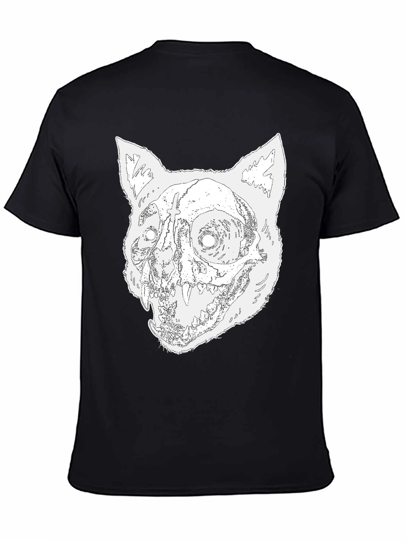 Skull Cat Graphic Tee - Mens Black T-Shirt