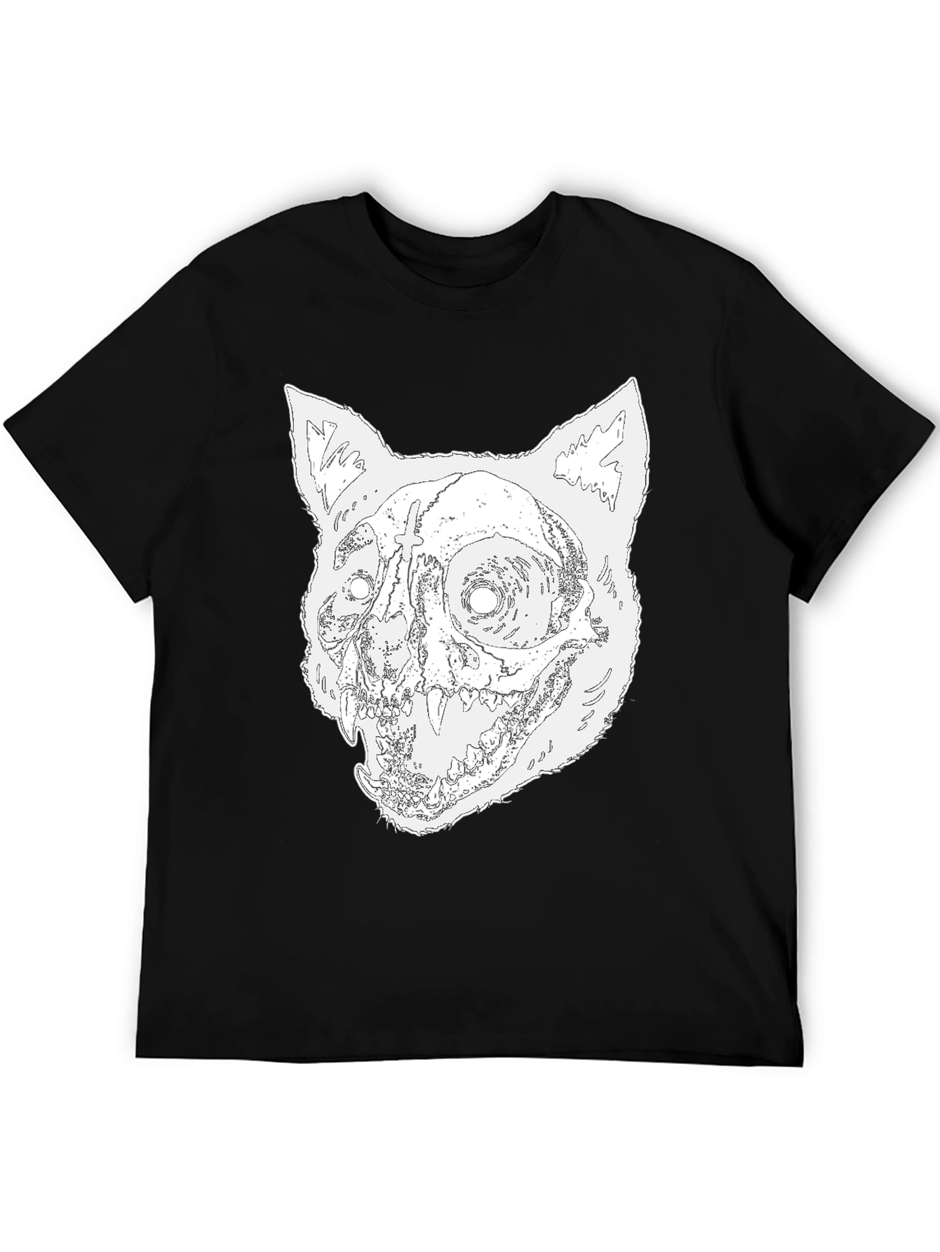 Skull Cat Graphic Tee - Mens Black T-Shirt