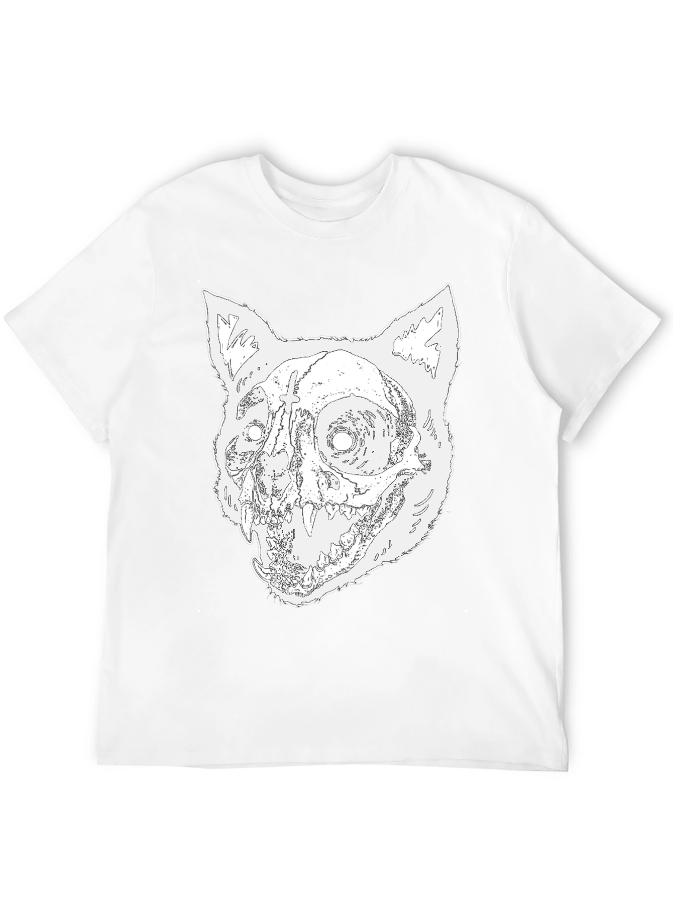 Skull Cat Graphic Tee - Mens Black T-Shirt
