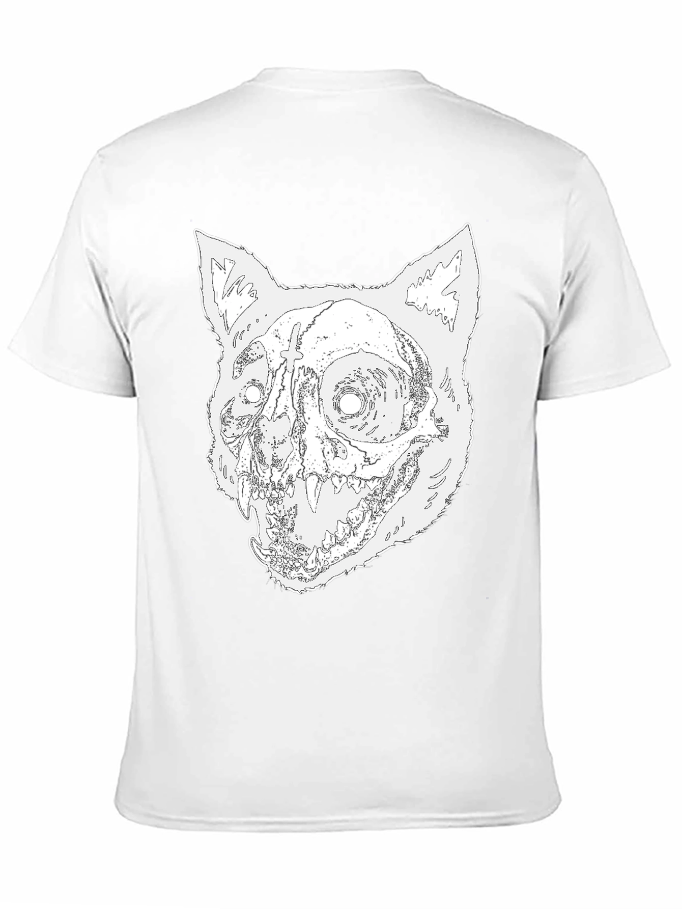 Skull Cat Graphic Tee - Mens Black T-Shirt