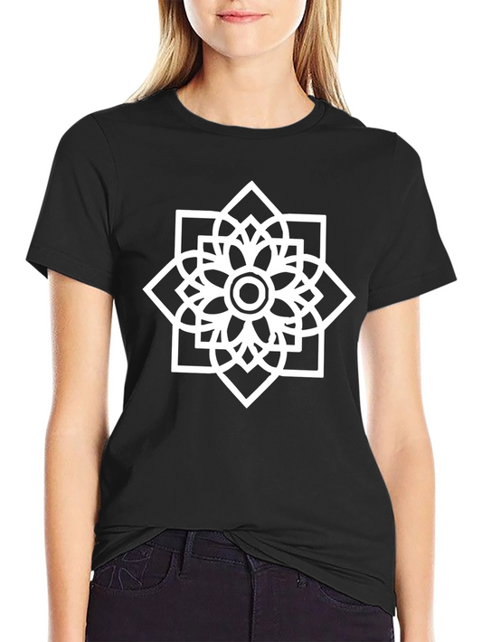 Geometric Floral Tee - Modern Black T-Shirt