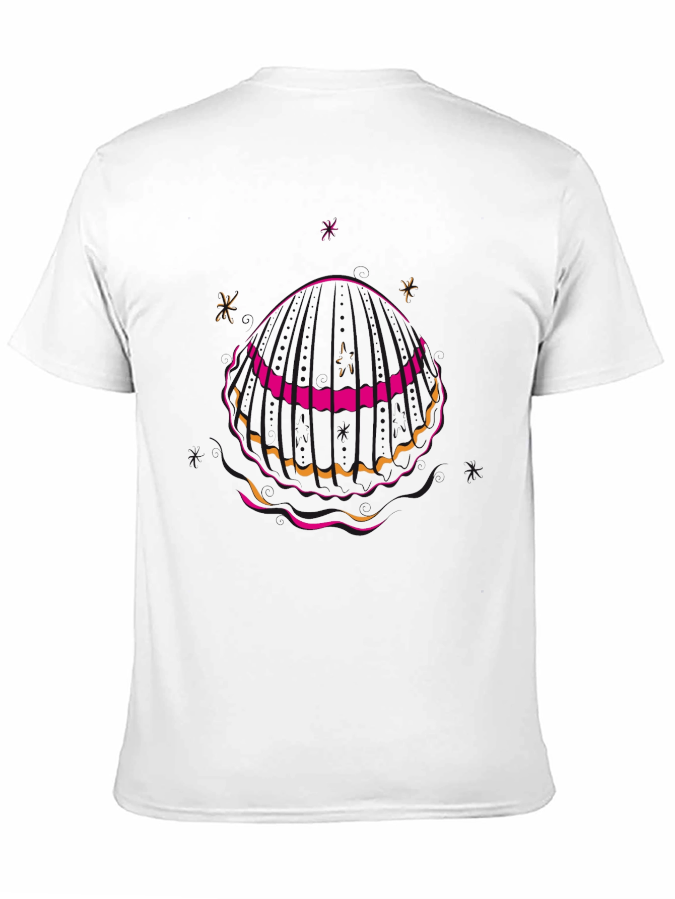 Black T-Shirt with Seashell Graphic