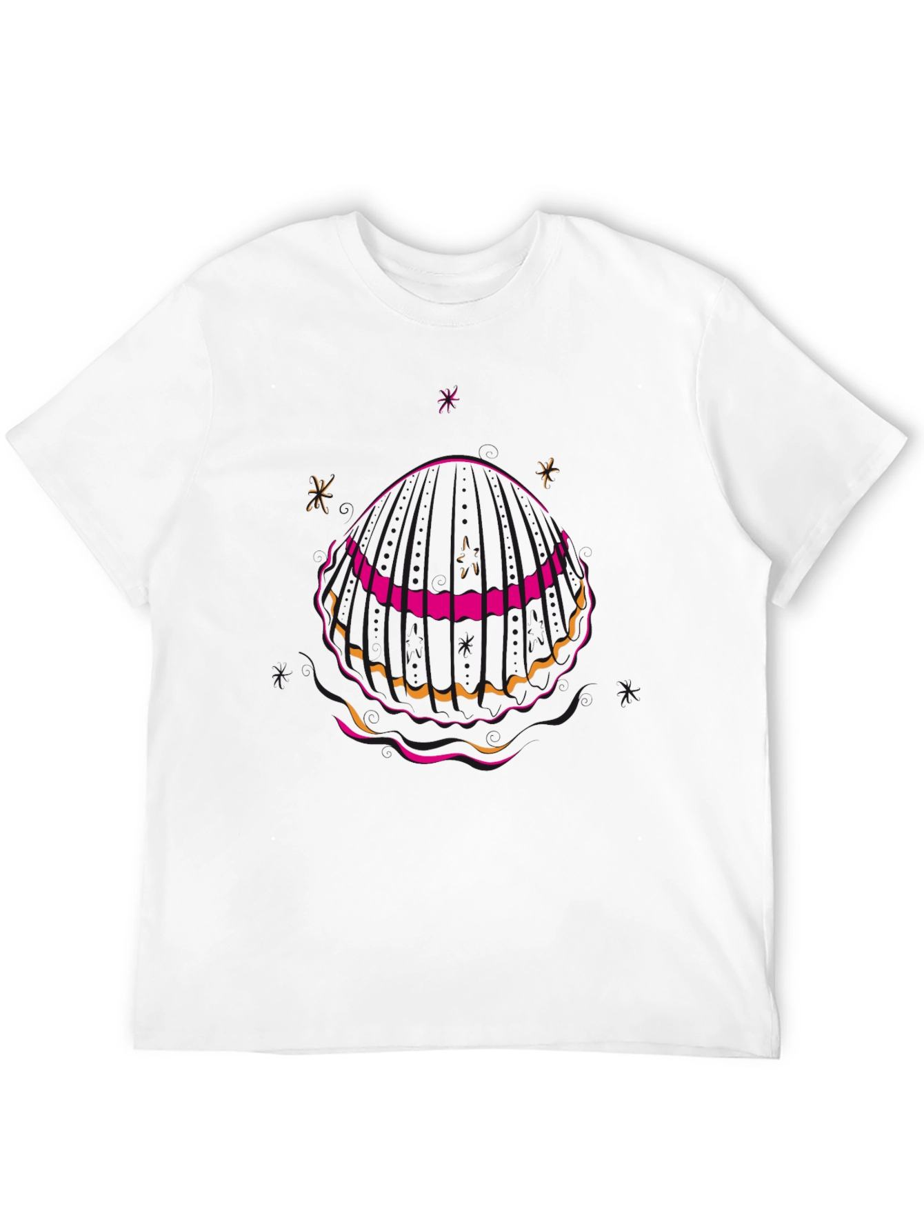 Black T-Shirt with Seashell Graphic