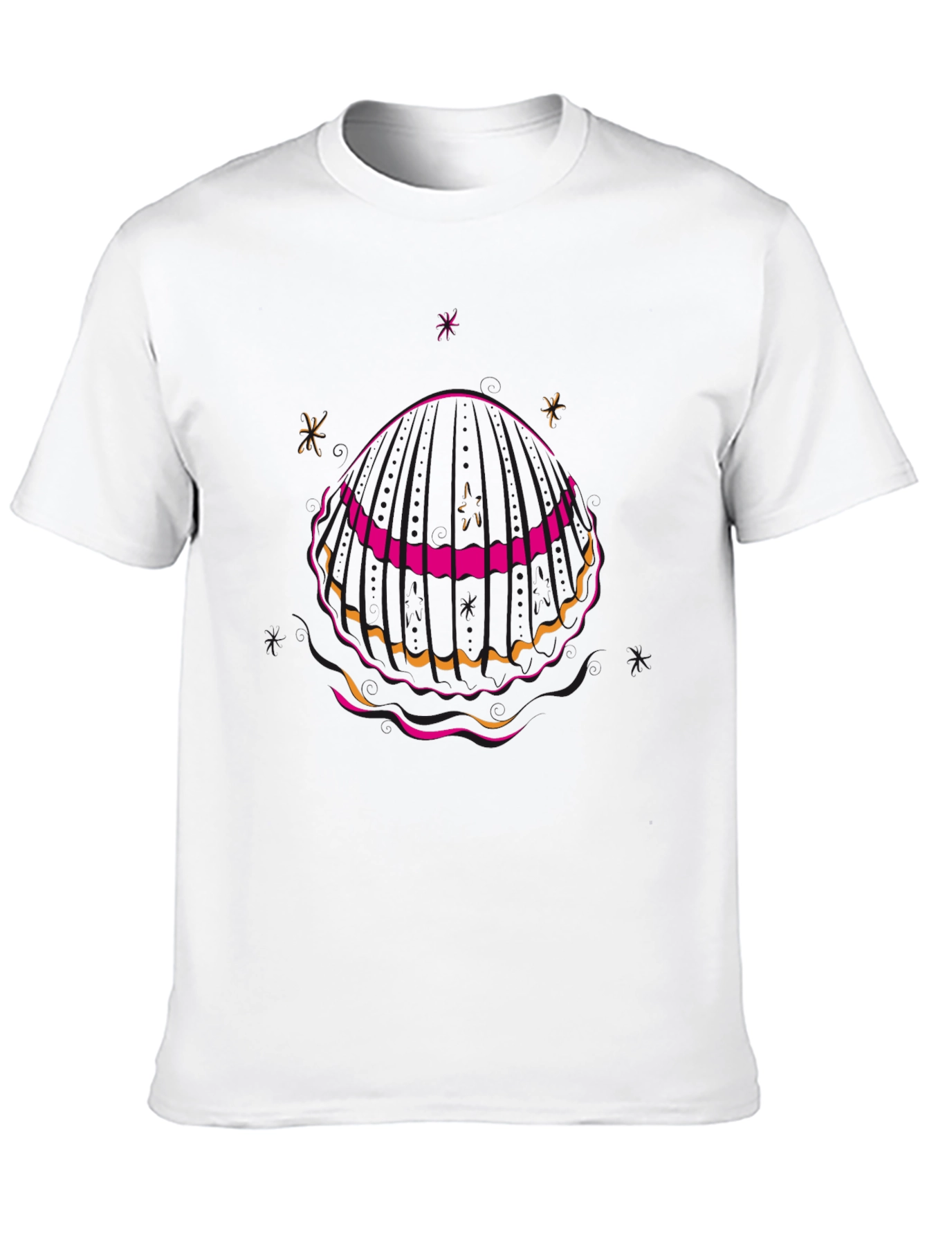 Black T-Shirt with Seashell Graphic