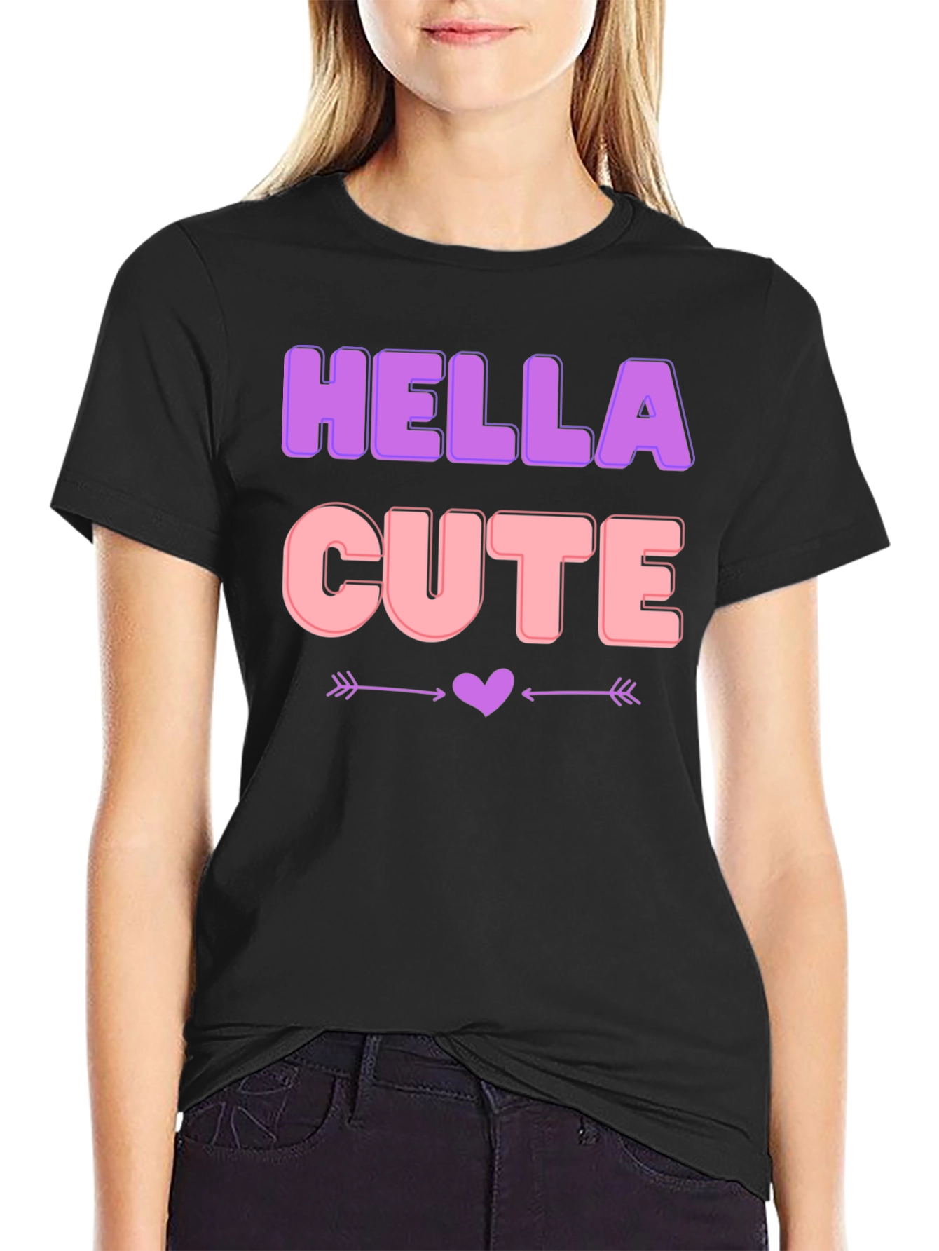 Hella Cute Black Graphic T-Shirt
