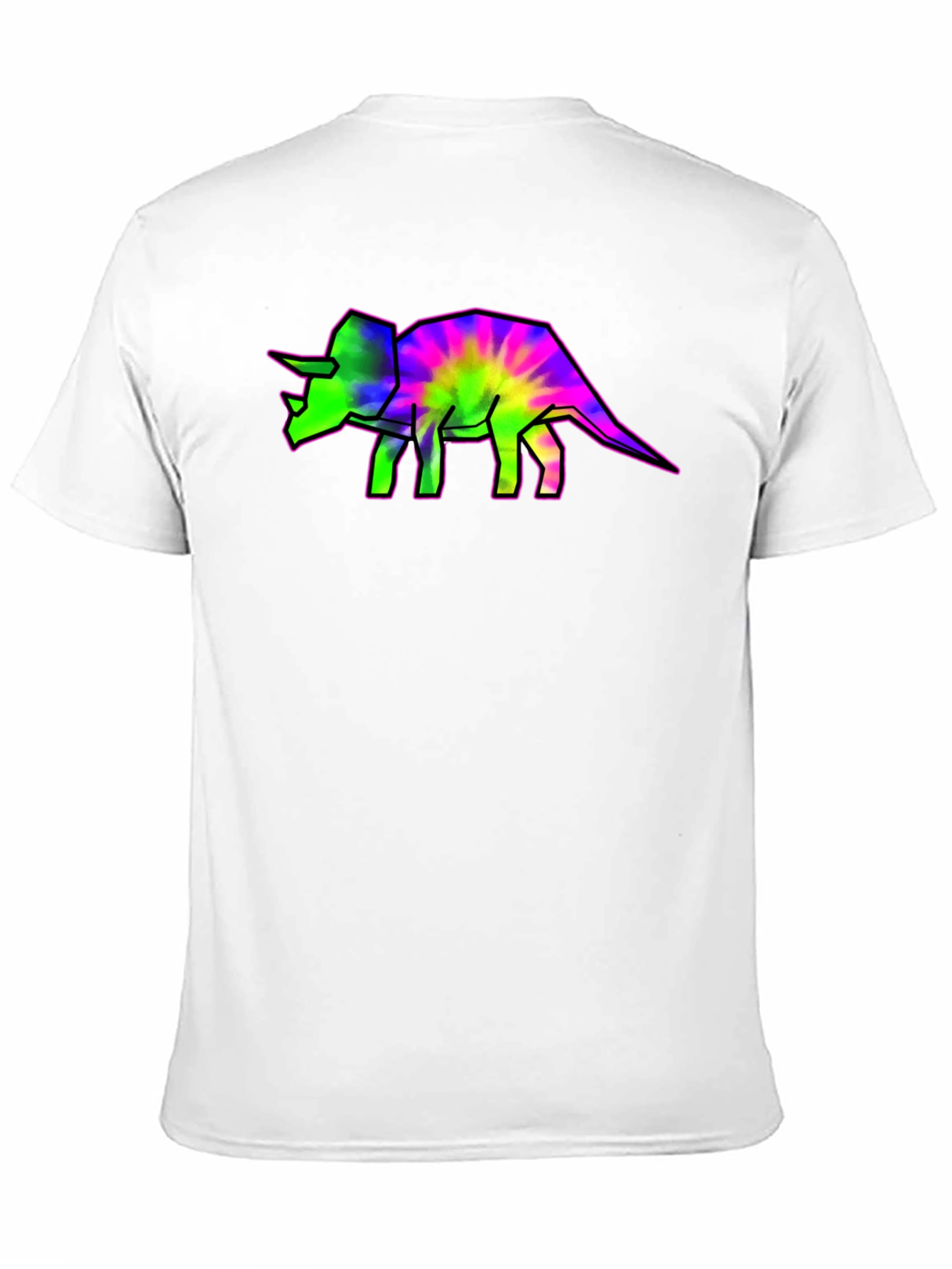 Vibrant Triceratops Tie-Dye Graphic T-Shirt