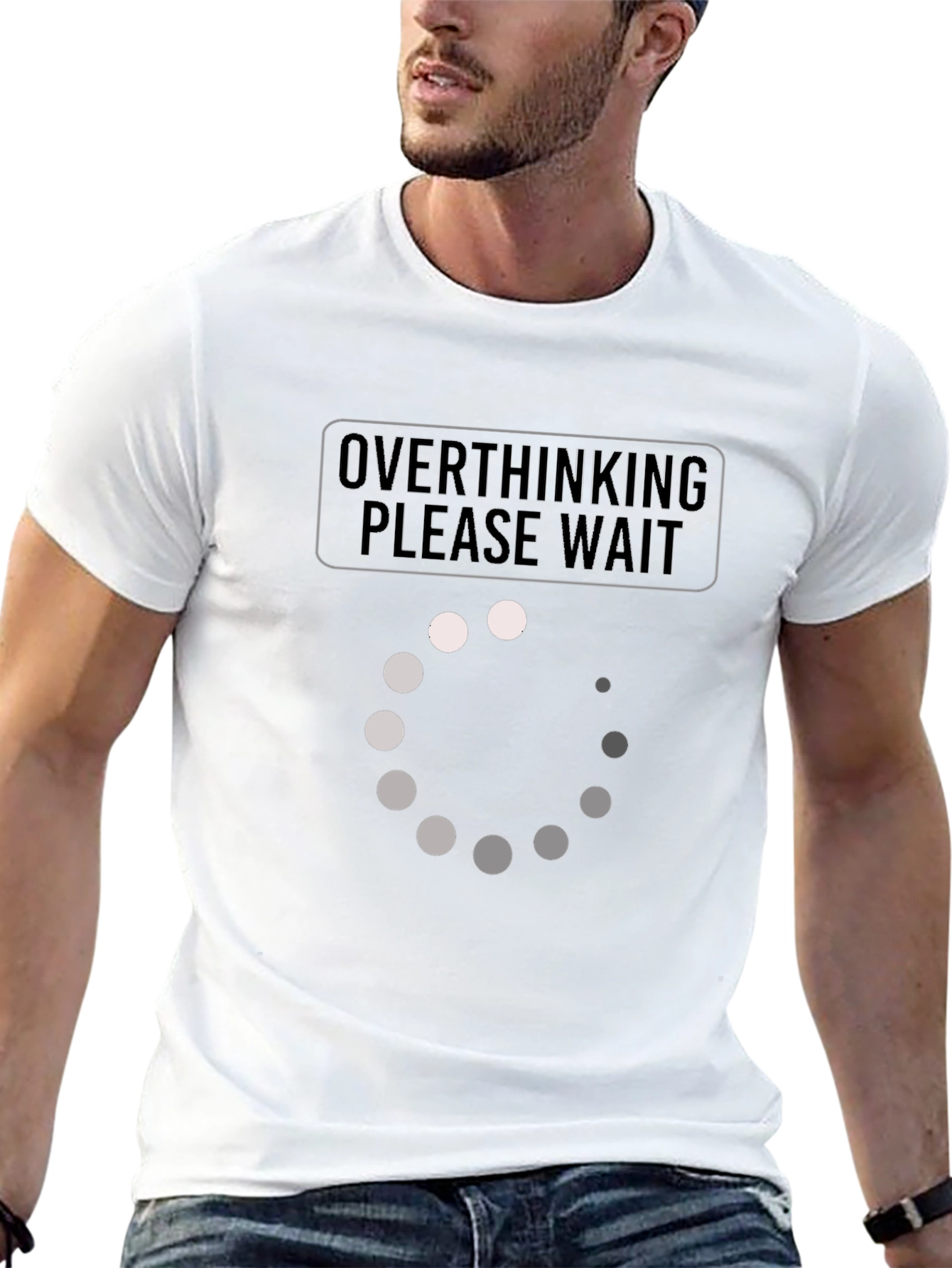 Overthinking Please Wait T-Shirt - Funny Novelty Tee