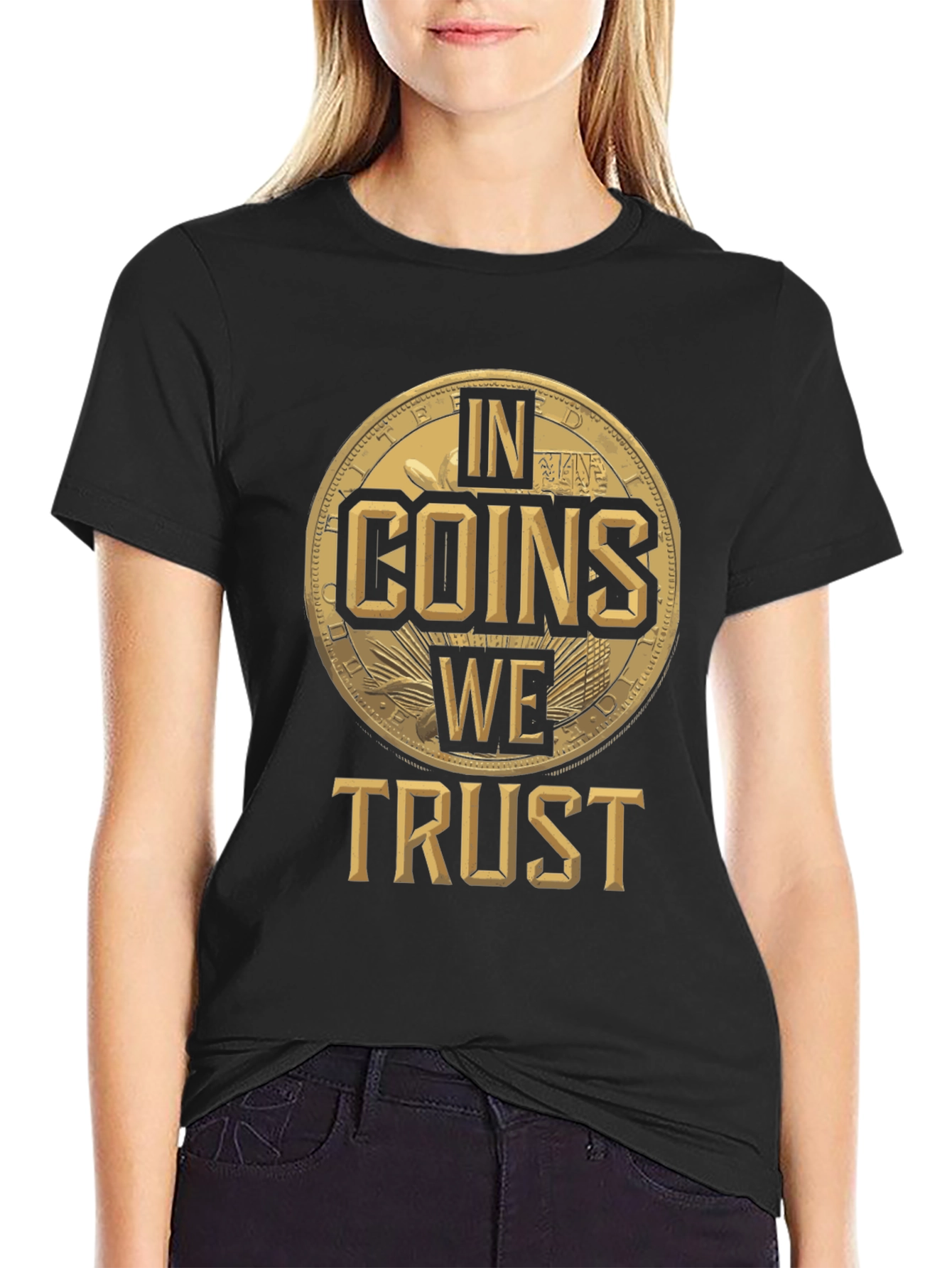 In Coins We Trust Black Graphic Tee