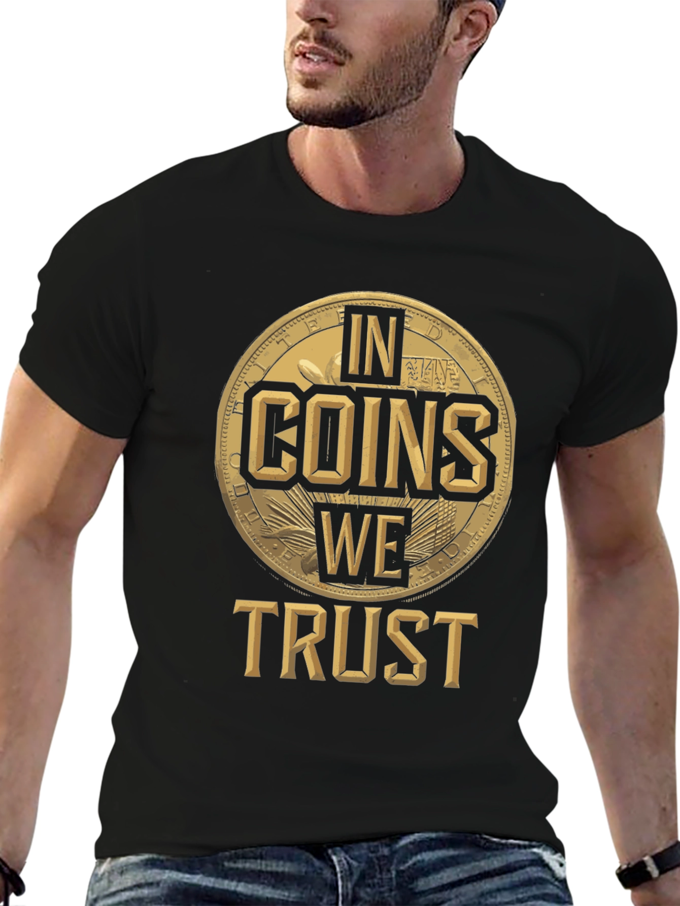 In Coins We Trust Black Graphic Tee