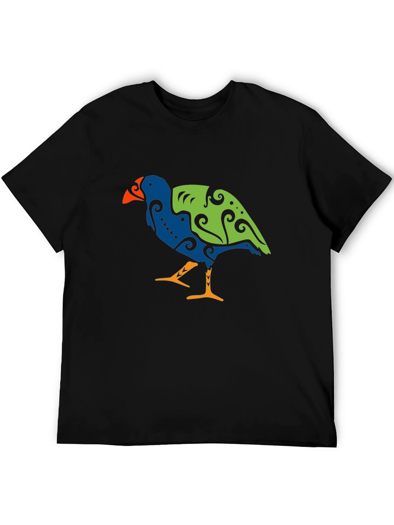 Stylized Bird Graphic Tee - Mens Black T-Shirt