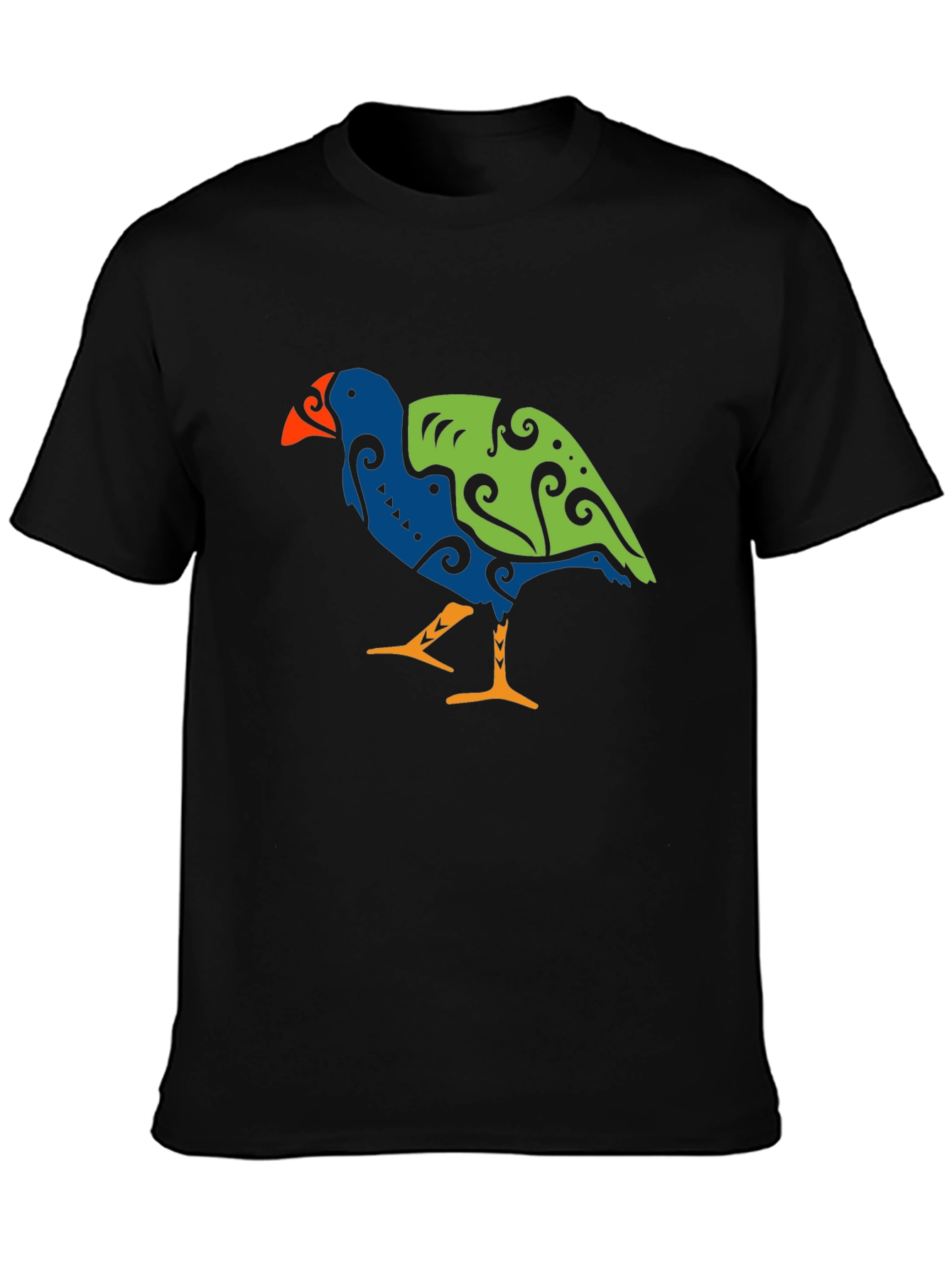 Stylized Bird Graphic Tee - Mens Black T-Shirt