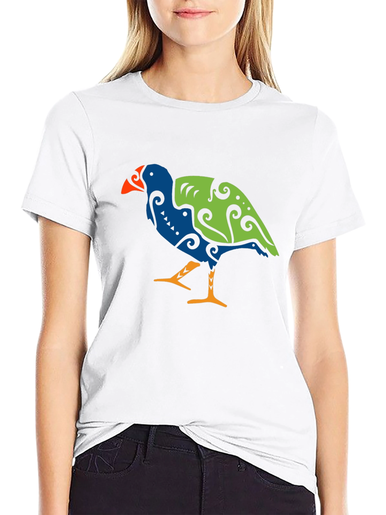Stylized Bird Graphic Tee - Mens Black T-Shirt