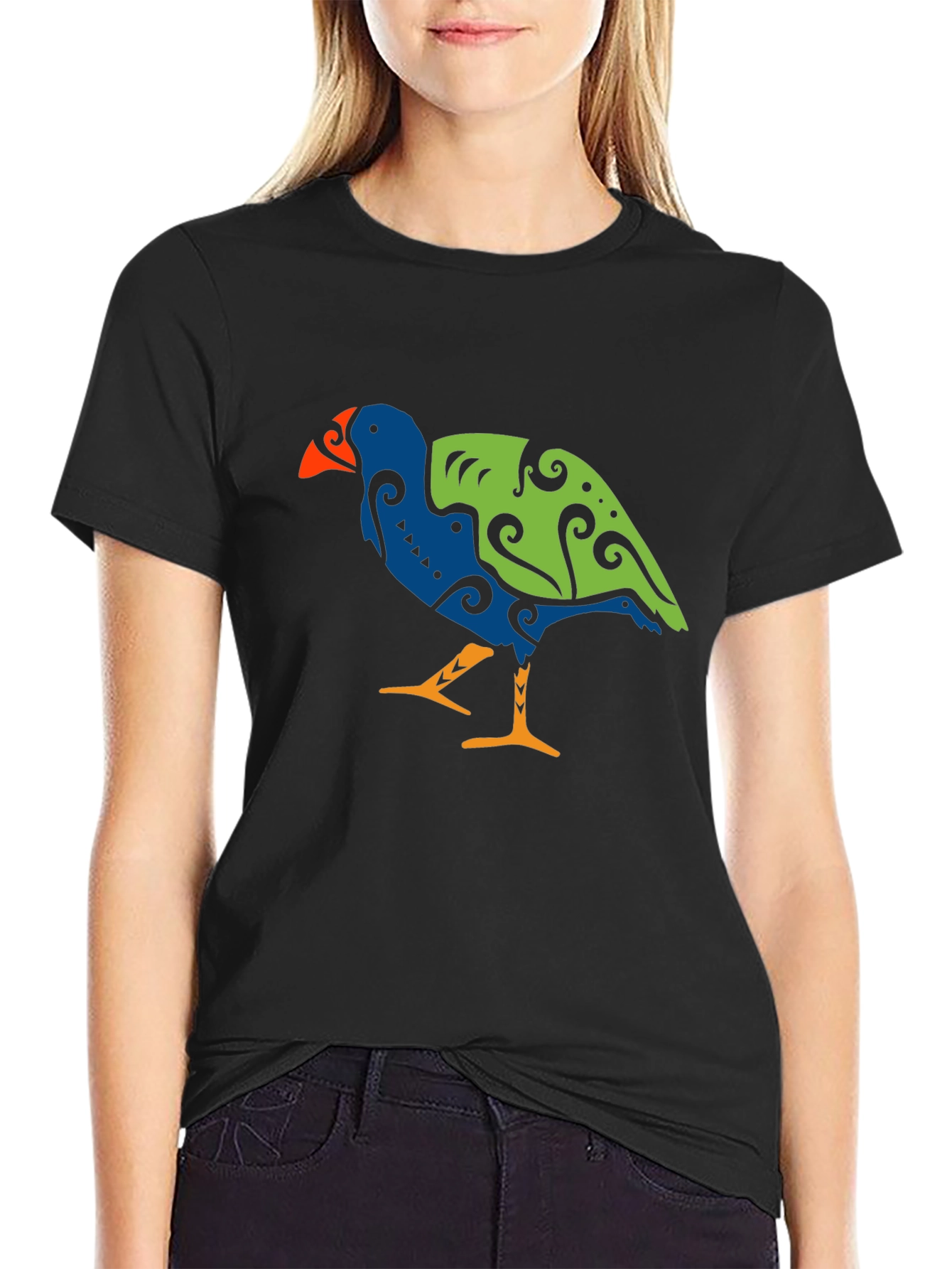 Stylized Bird Graphic Tee - Mens Black T-Shirt