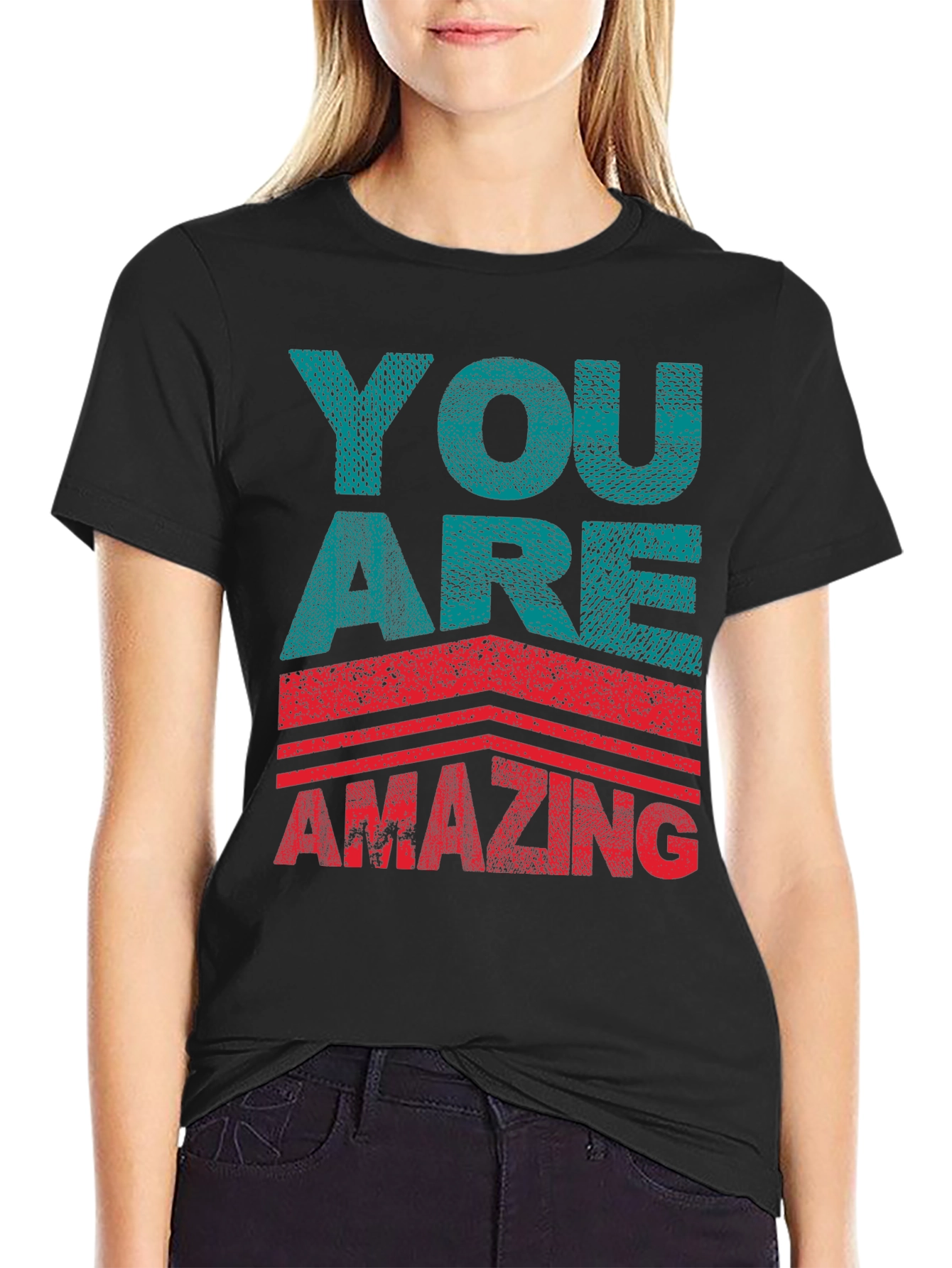 You Are Amazing Graphic Print Black T-Shirt