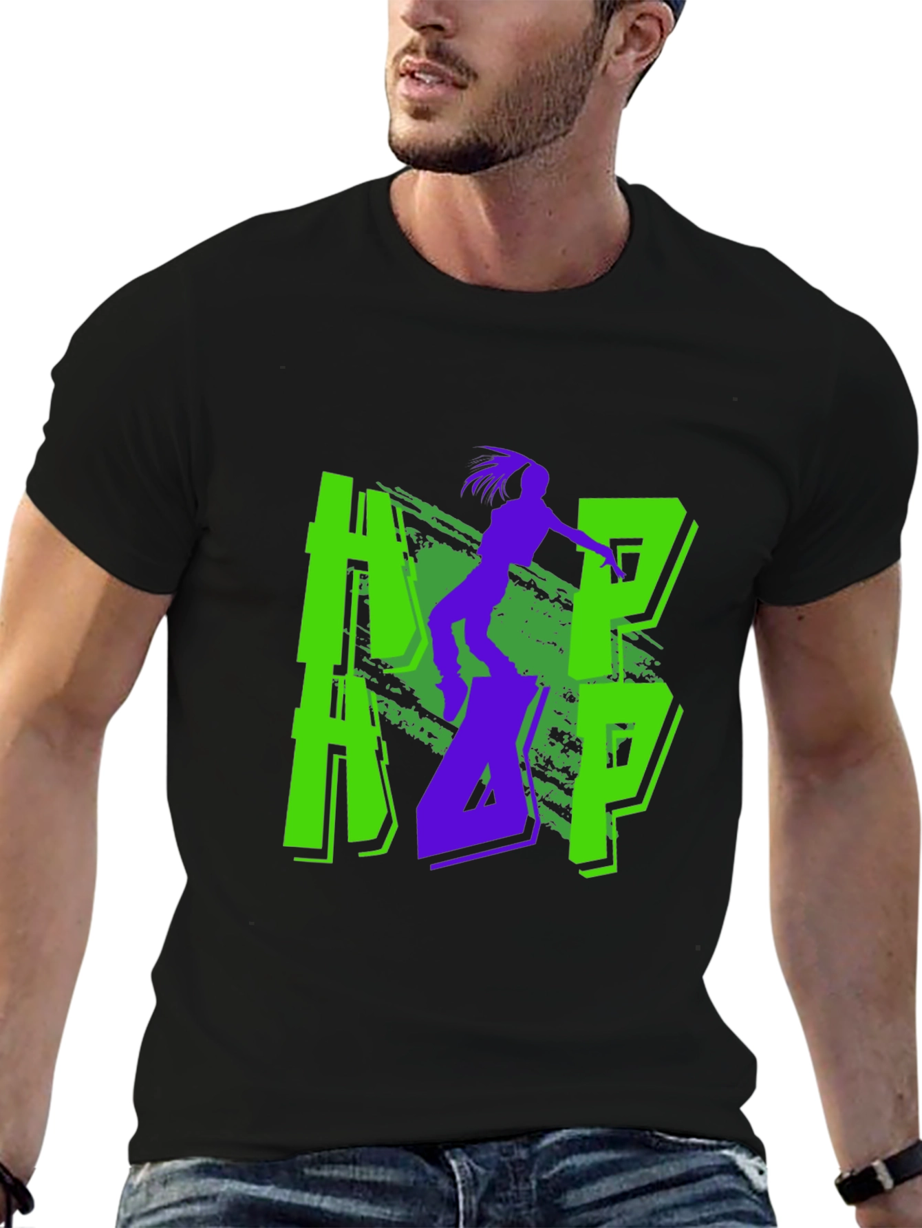 Cool Graphic Print Black T-Shirt