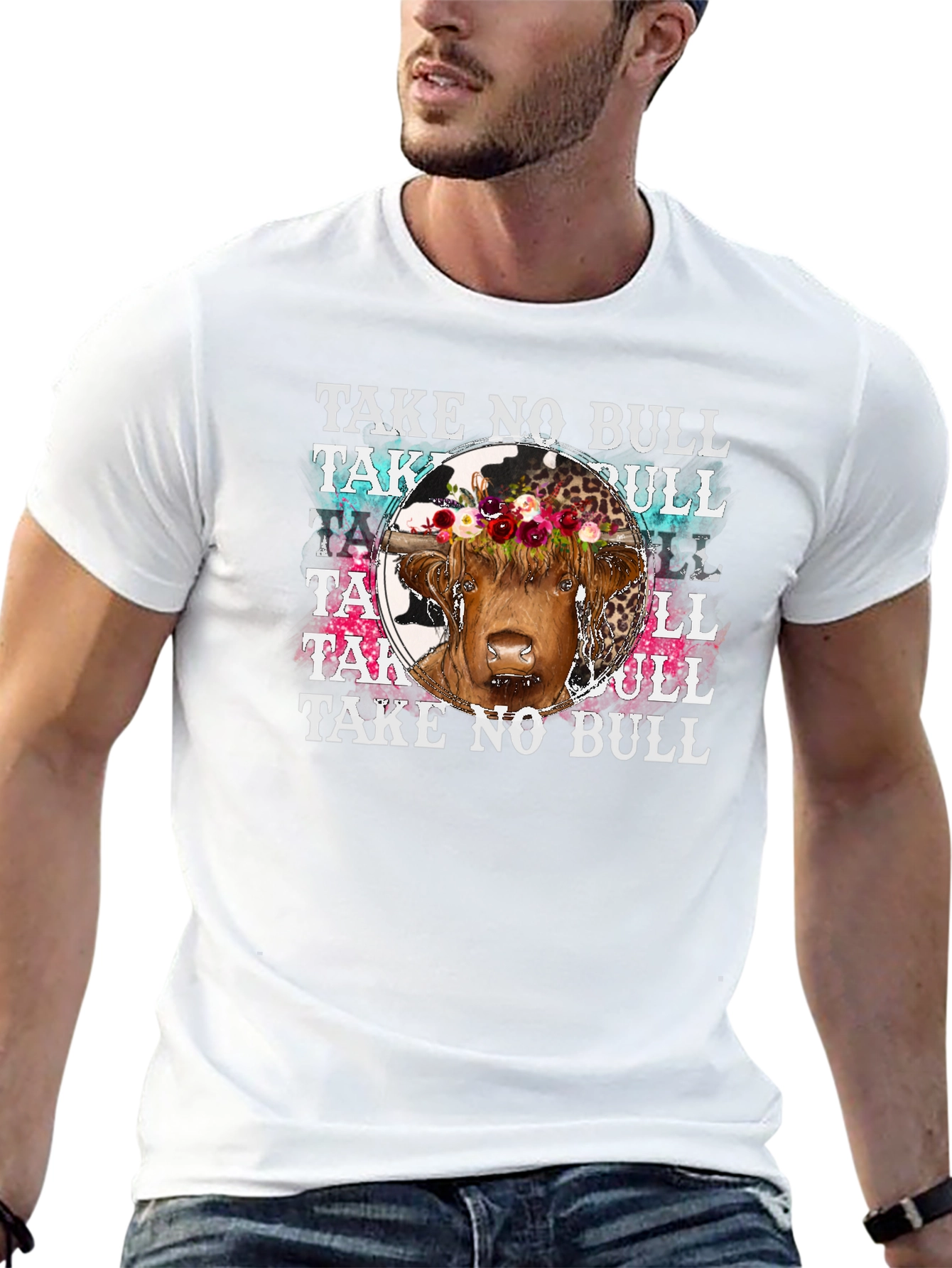 Take No Bull Floral Cow Graphic Tee