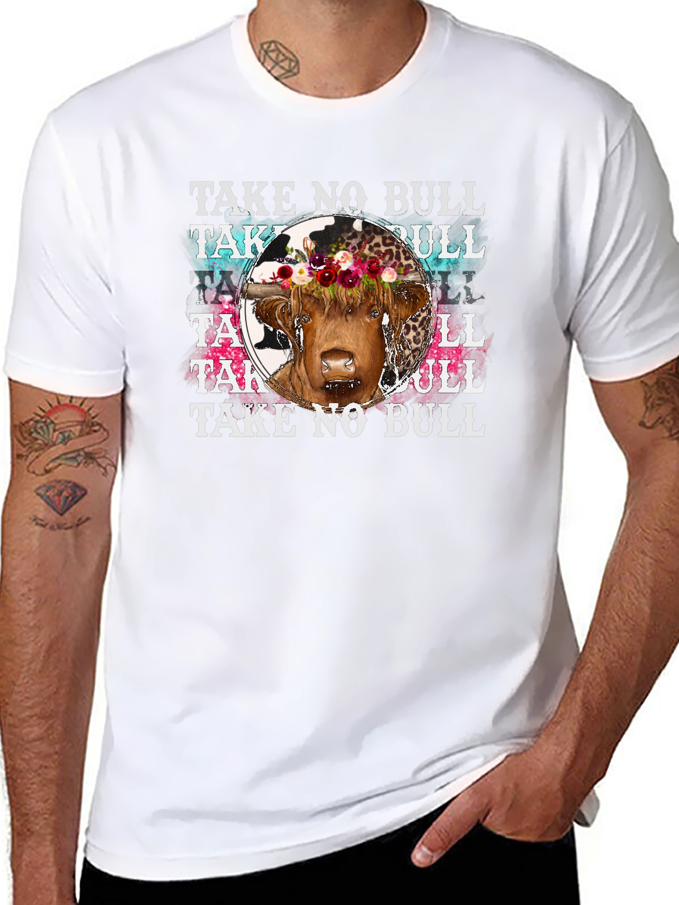 Take No Bull Floral Cow Graphic Tee