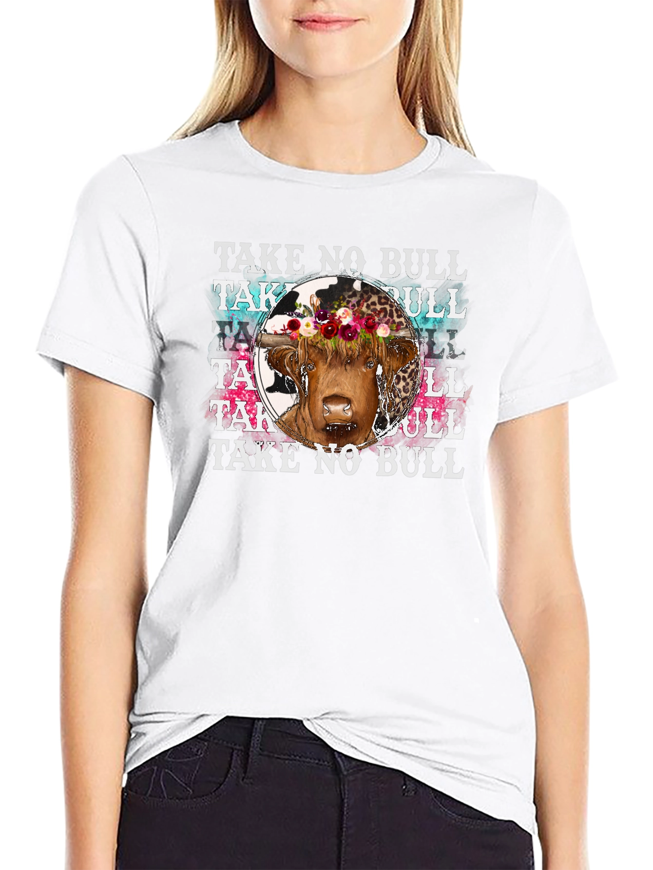 Take No Bull Floral Cow Graphic Tee