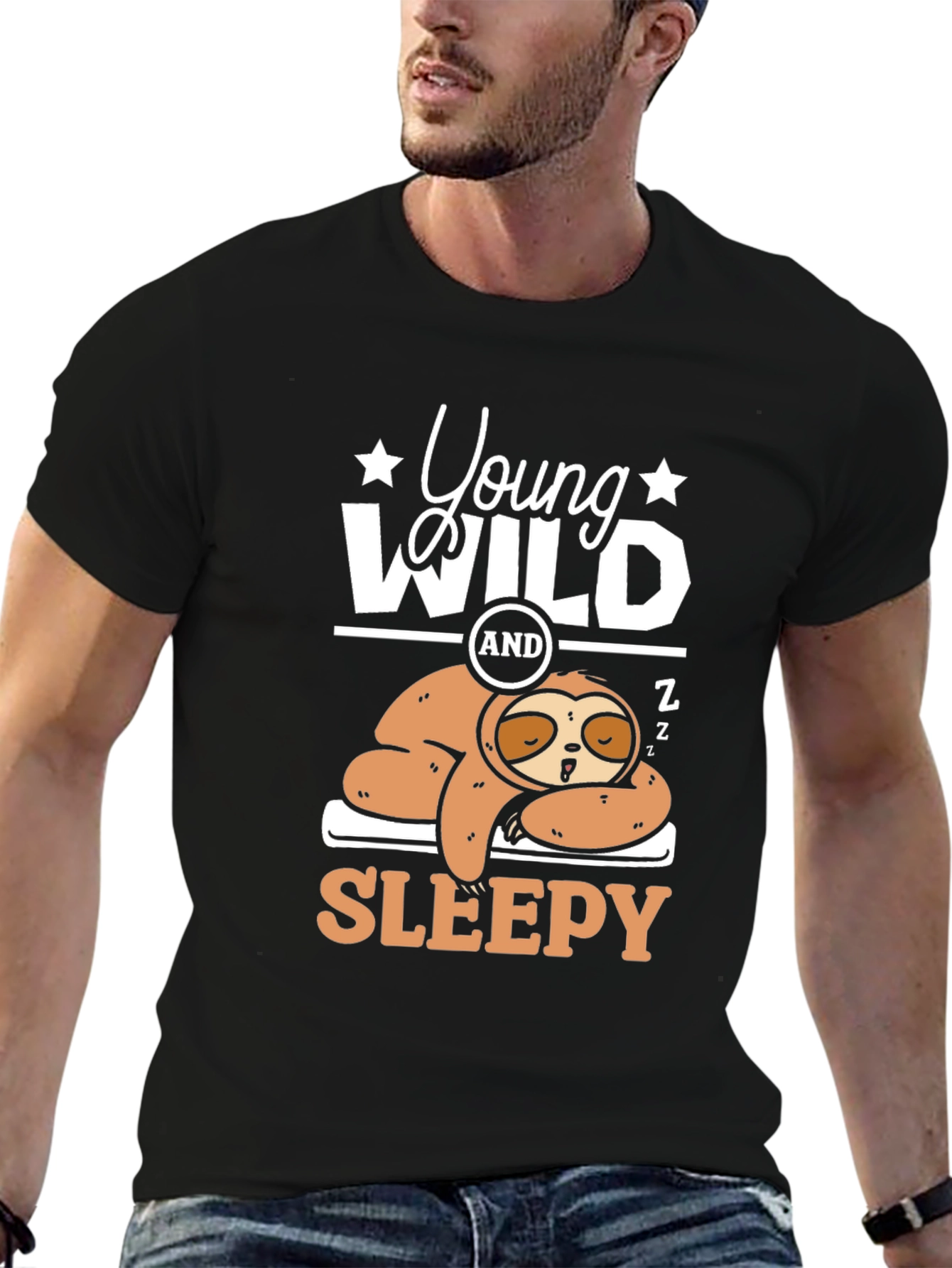 Young Wild and Sleepy Sloth Graphic Tee