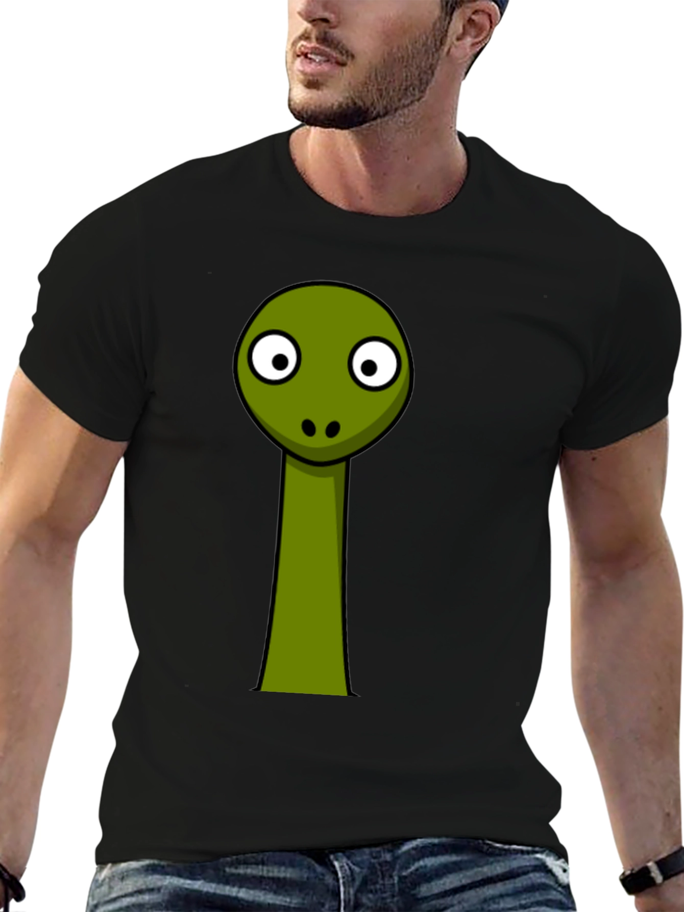 Funny Snake Graphic Tee - Black Cotton T-Shirt