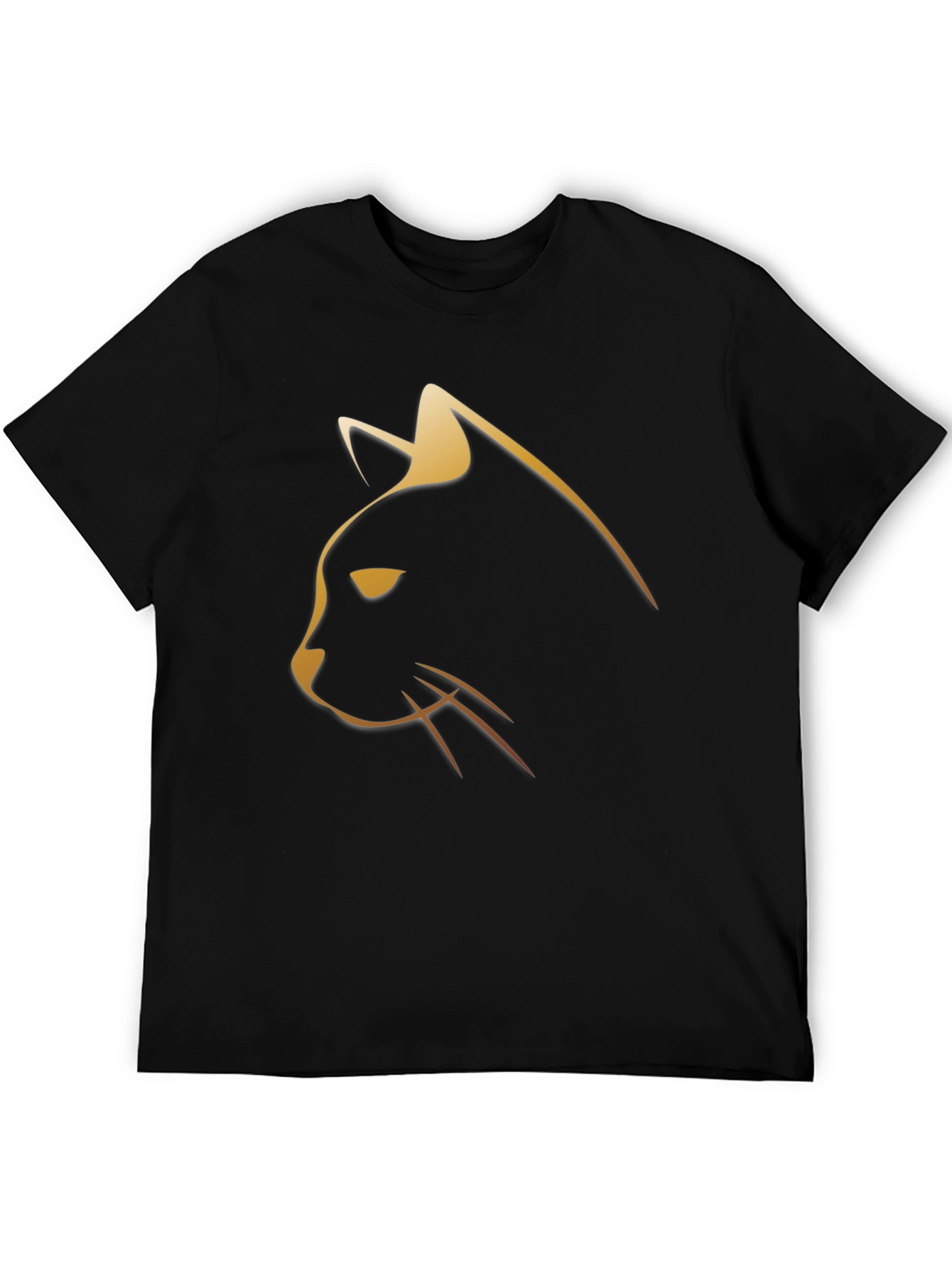 Sleek Cat Graphic Tee - Modern Golden Feline Design