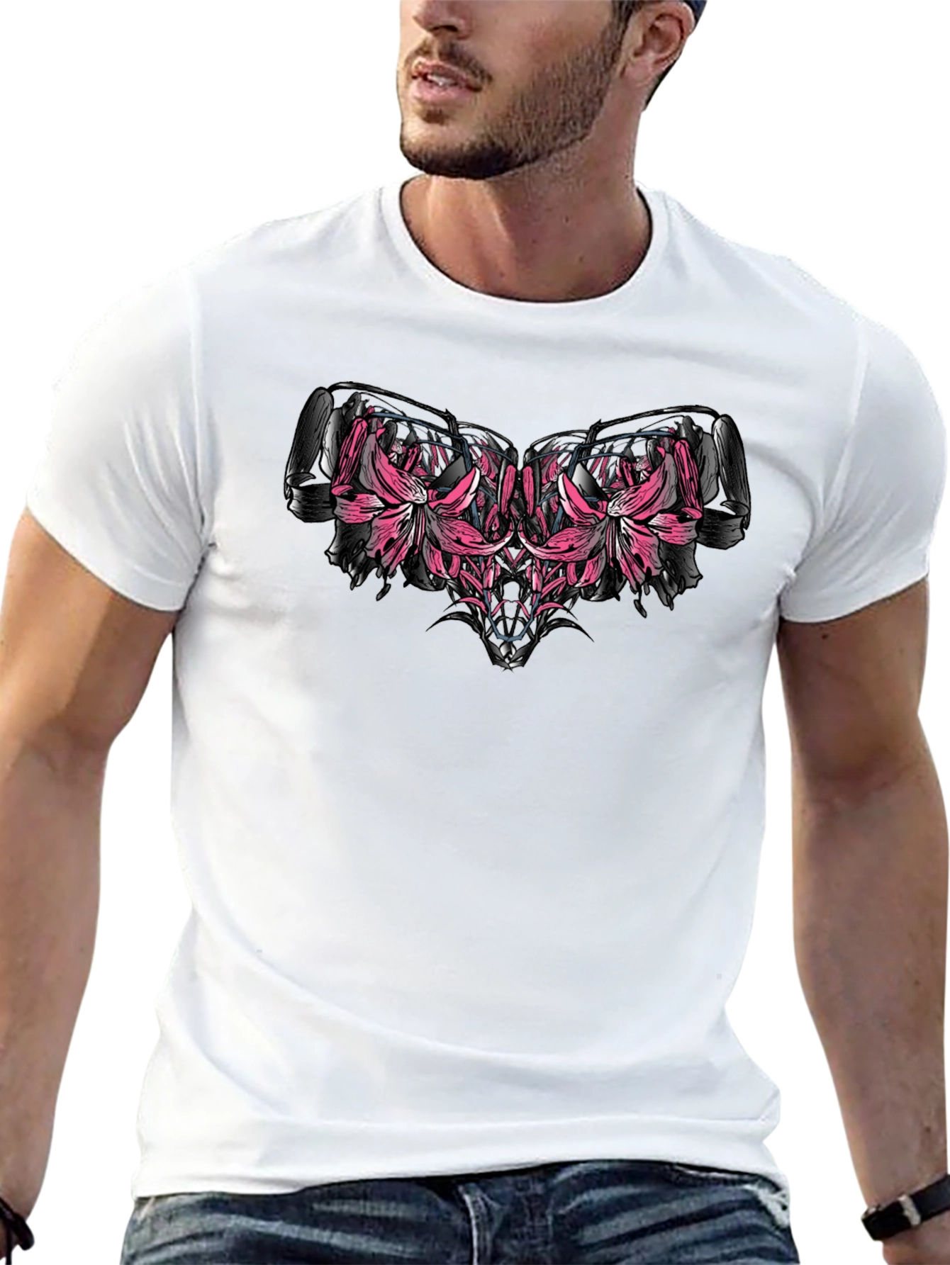 Floral Engine Black T-Shirt