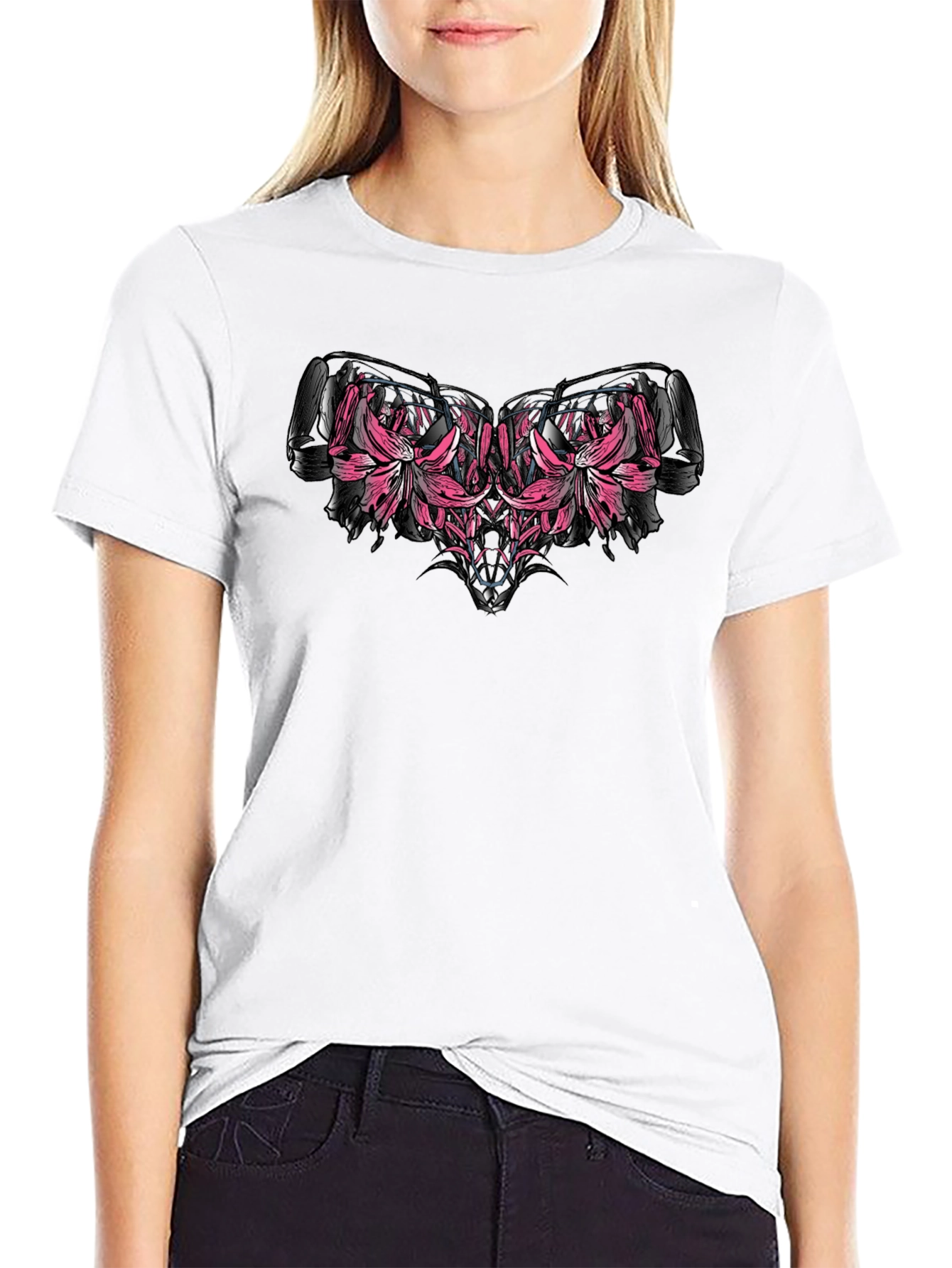 Floral Engine Black T-Shirt