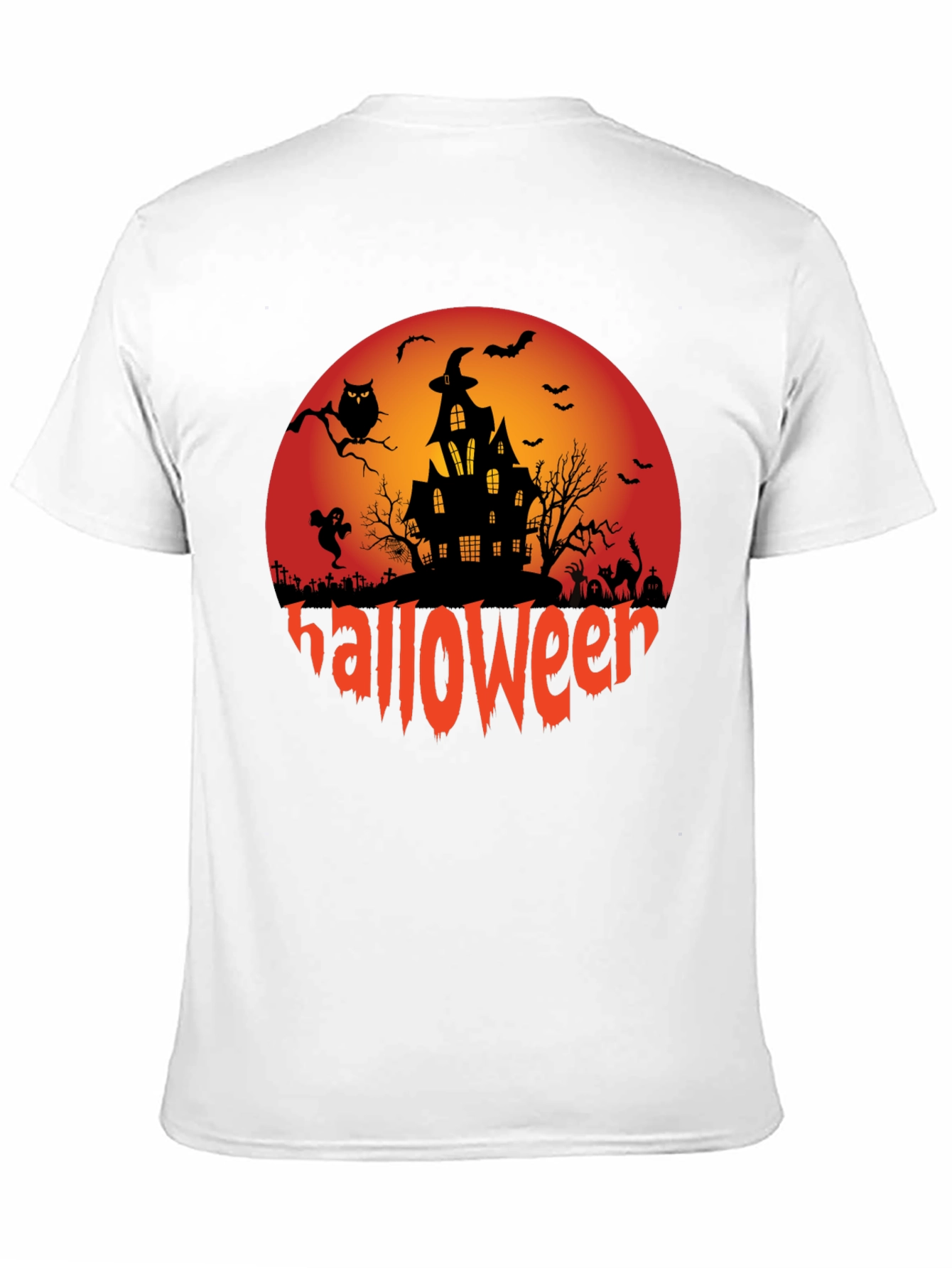 Halloween Graphic Tee - Spooky Design Black T-Shirt