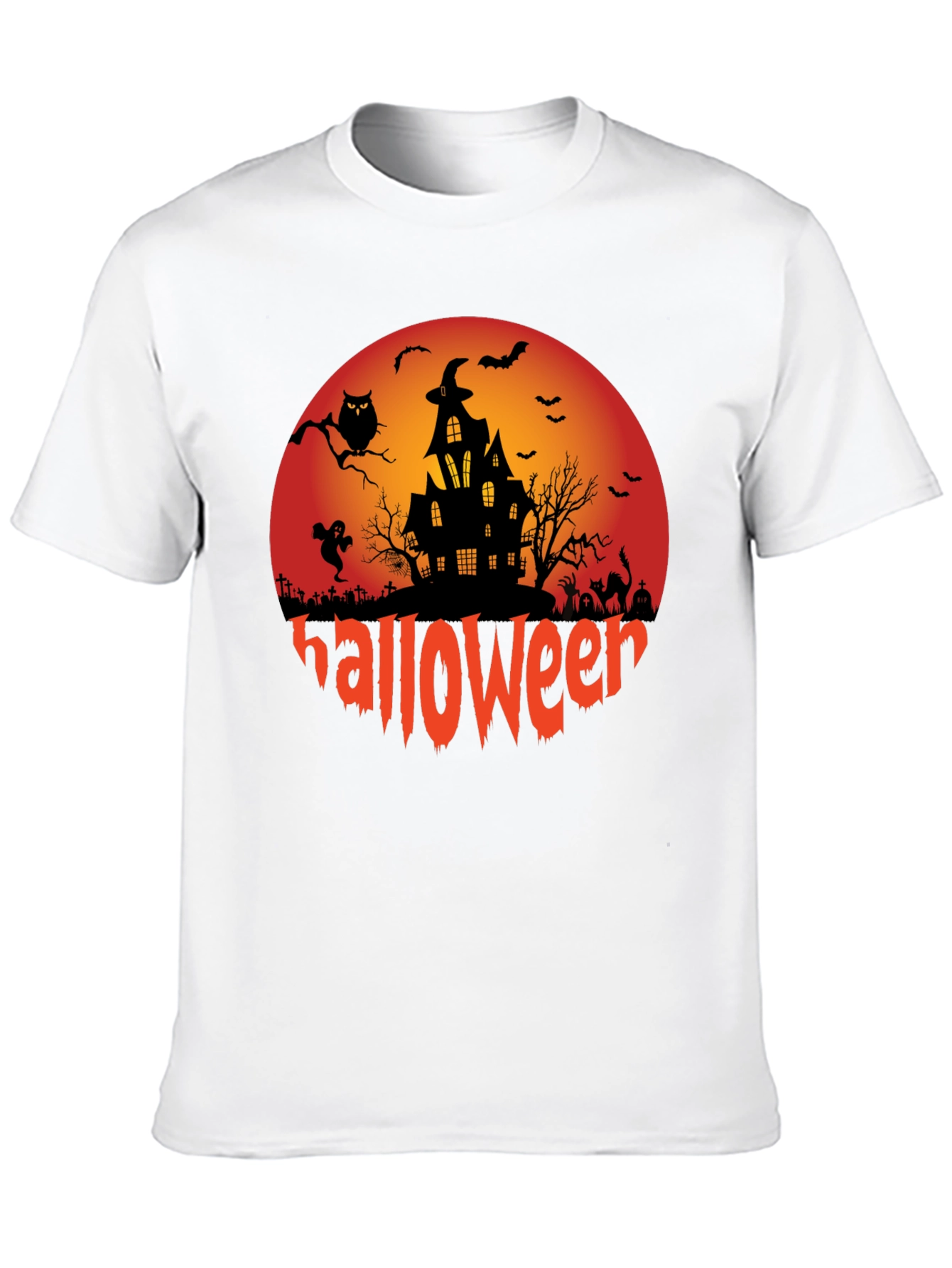 Halloween Graphic Tee - Spooky Design Black T-Shirt