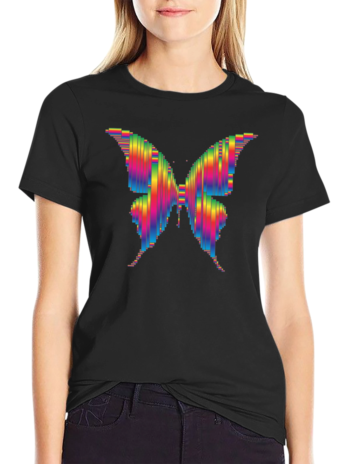 Rainbow Butterfly Graphic Tee - Funky Style