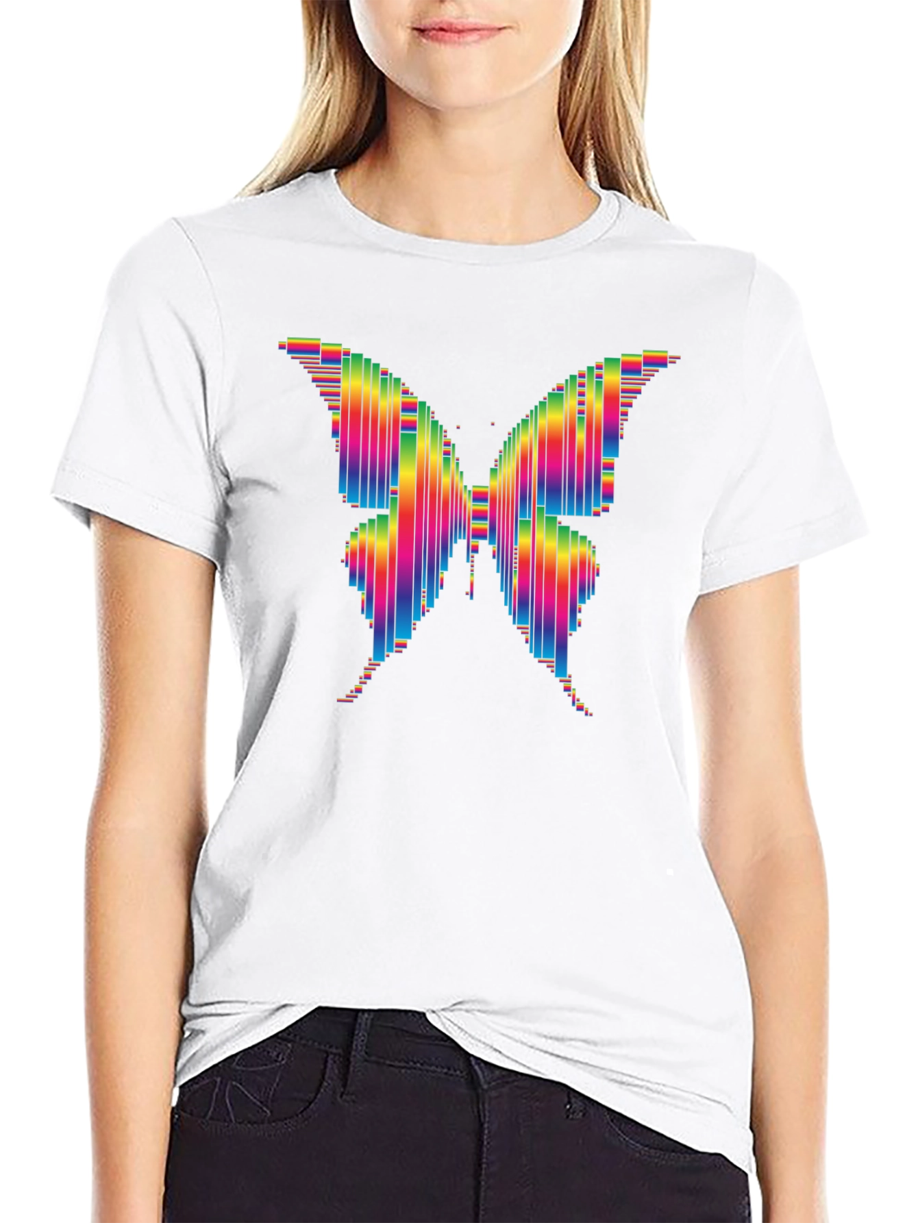 Rainbow Butterfly Graphic Tee - Funky Style