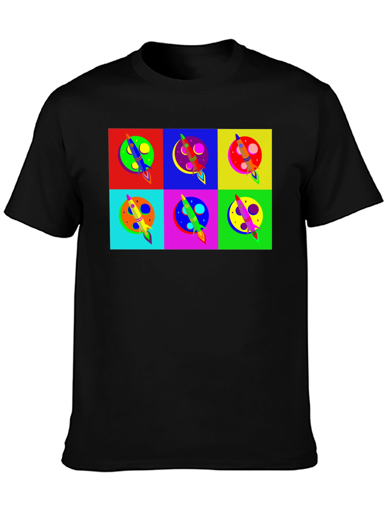 Pop Art Rocket T-Shirt Space Theme Tee