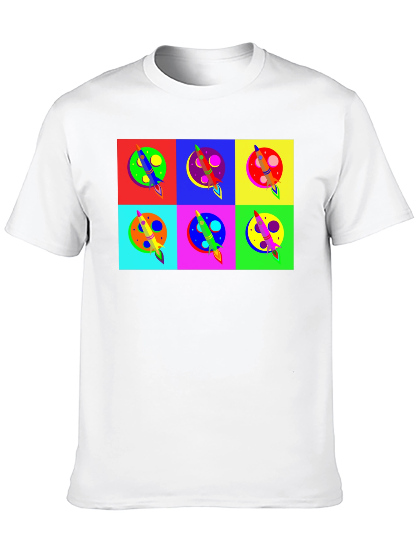 Pop Art Rocket T-Shirt Space Theme Tee