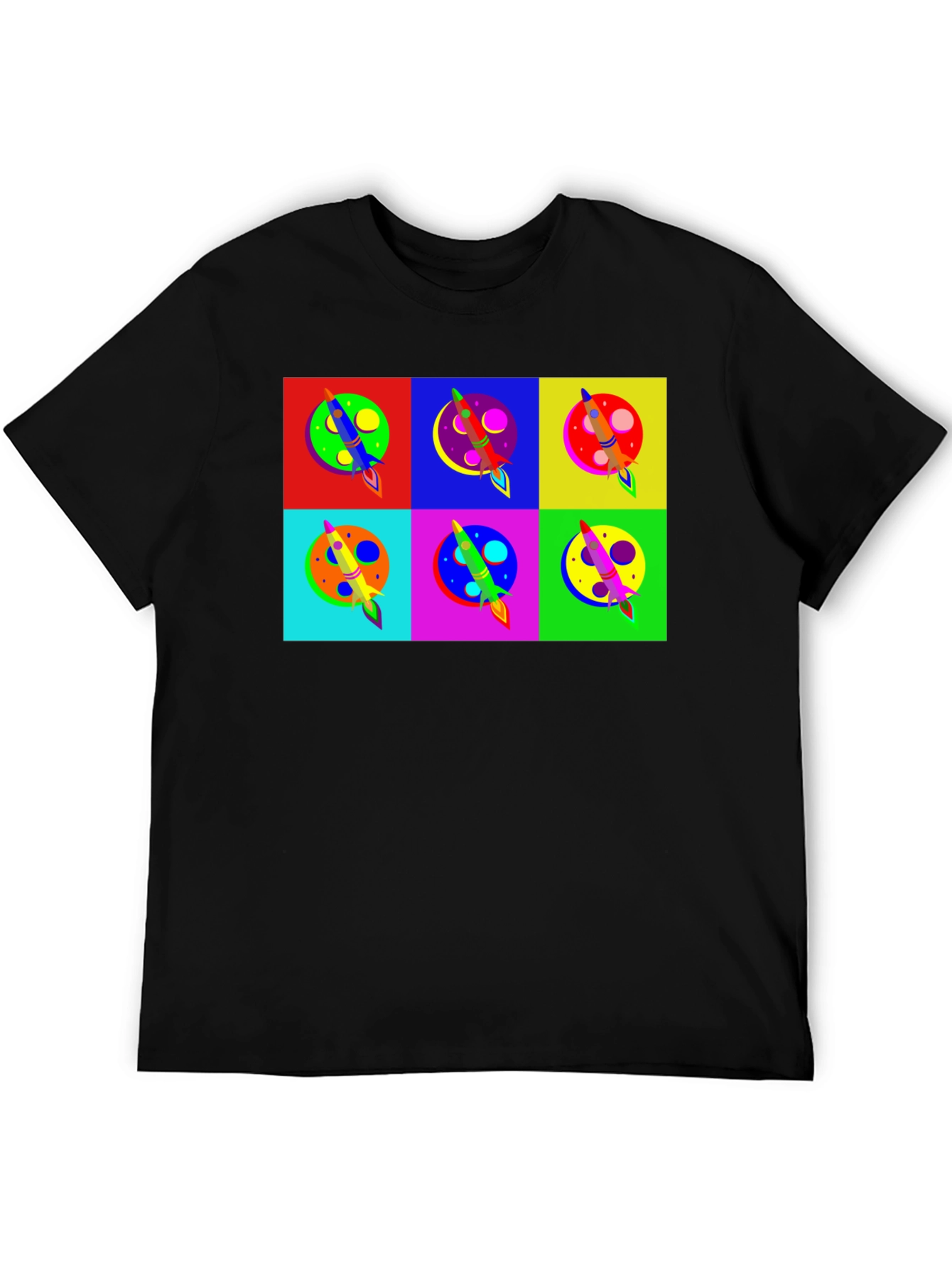 Pop Art Rocket T-Shirt Space Theme Tee