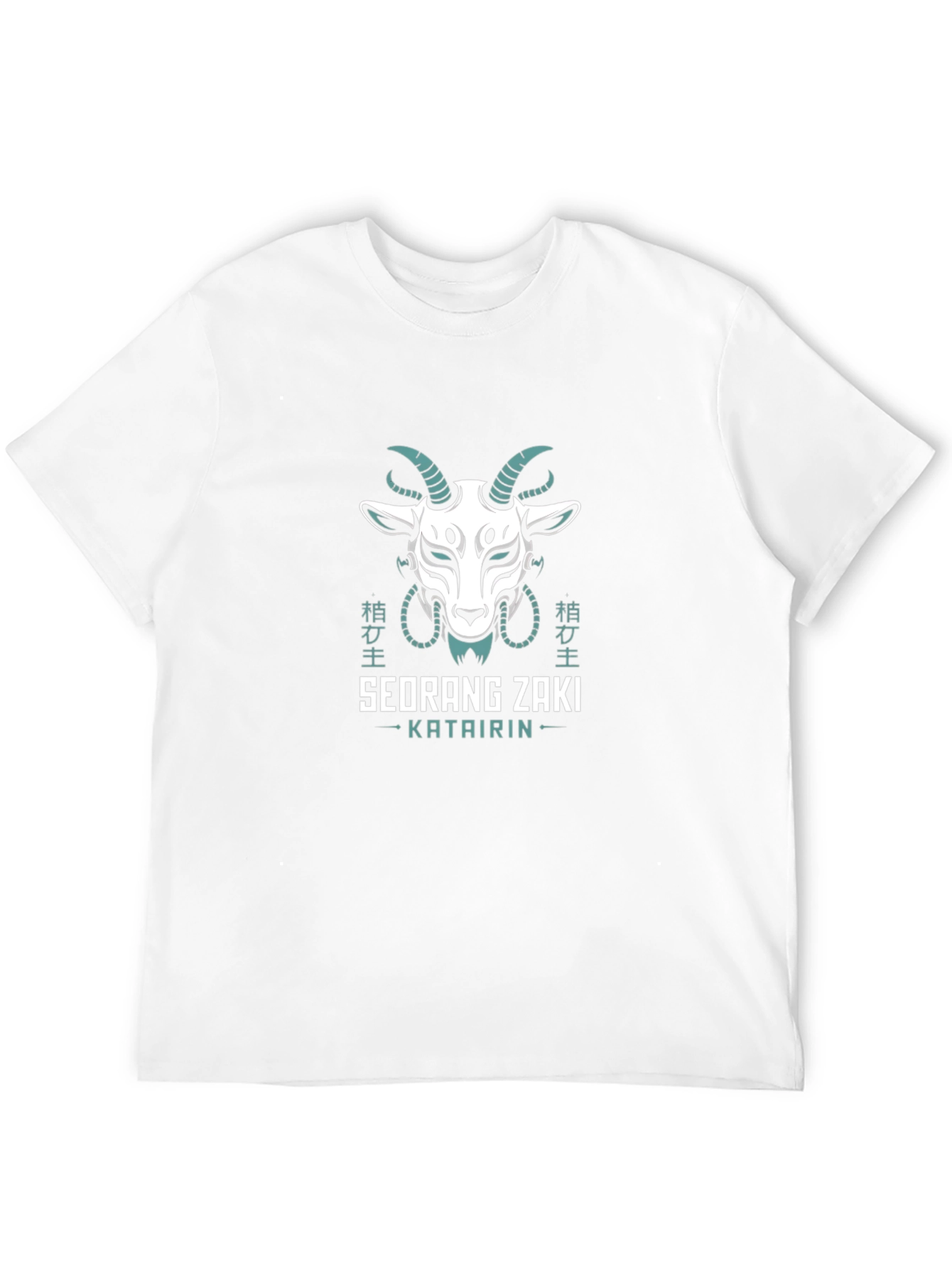 Mens Black Graphic Tee - Goat Mask Design
