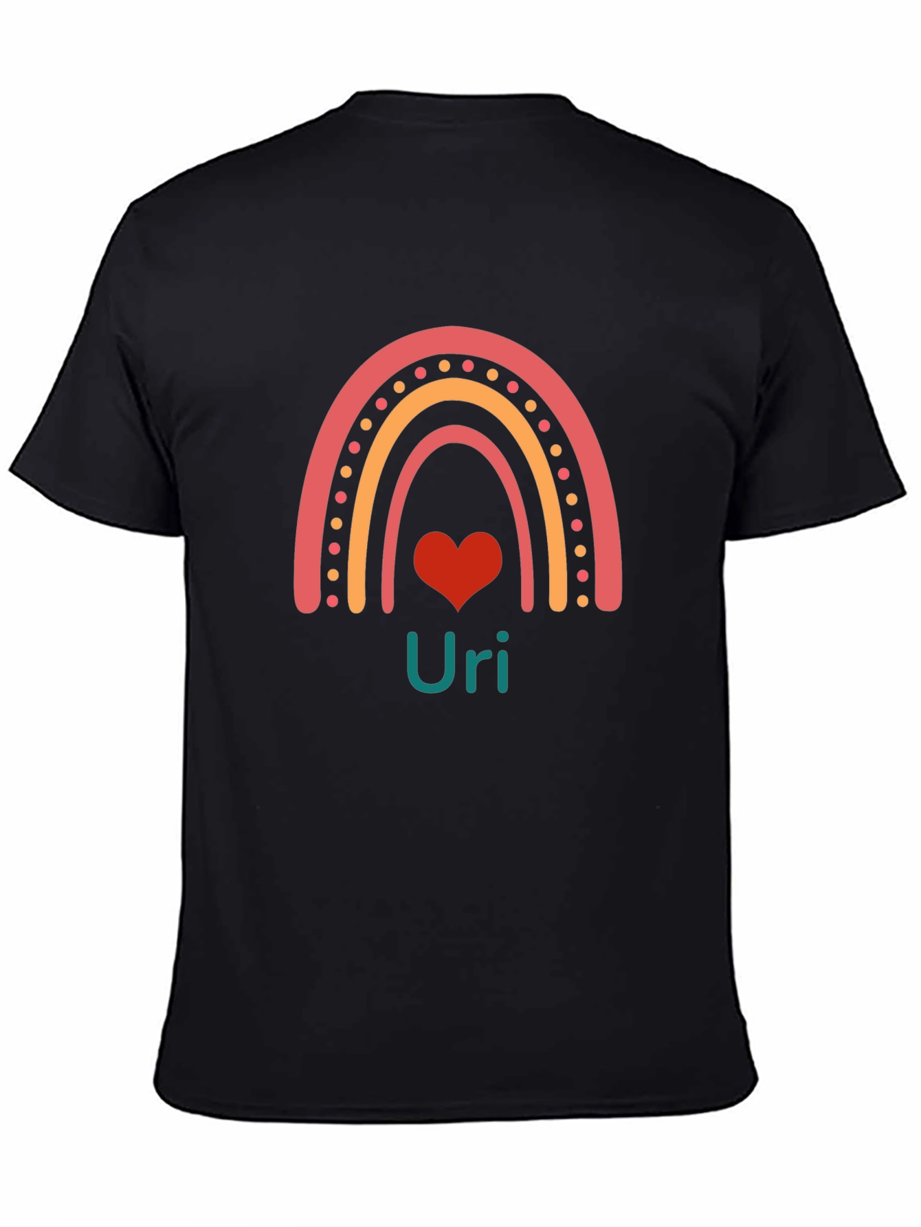 Rainbow Uri Heart Graphic T-Shirt